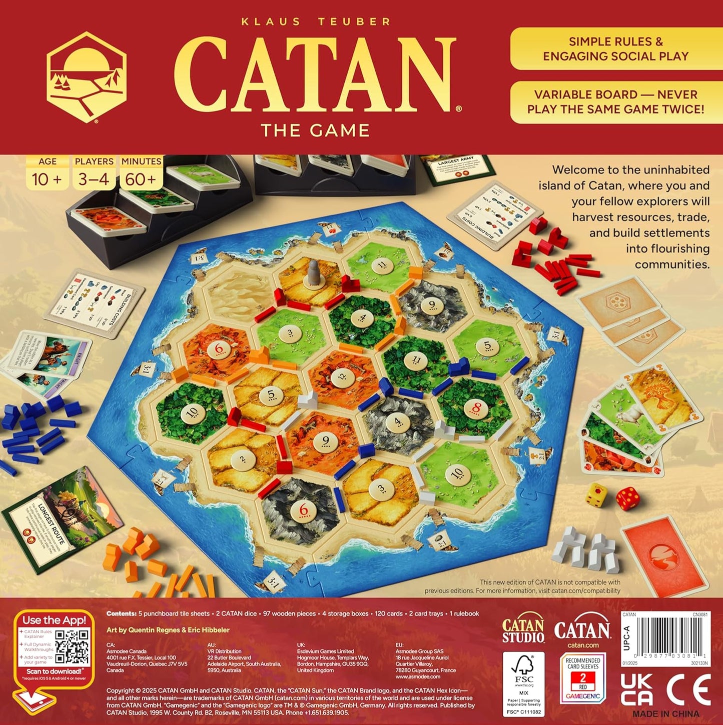 HotCATAN Board Game (6th Edition) Trade, Build & Settle in the Classic Strategy Game for Family, Kids & Adults, Ages 10+, 3-4 Players, 60-90 Min Playtime