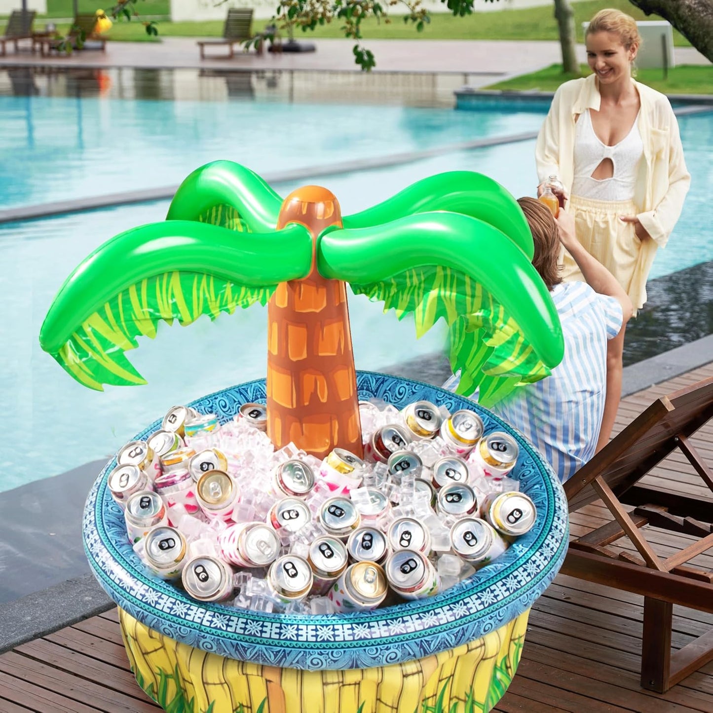 Hot JOYIN 28” Inflatable Palm Tree Cooler, Luau Hawaiian Tropical Beach Themed Party Decorations, Blow Up Palm Trees Cooler Outdoor Party Supplies, Kids Adults Birthday Party Décor