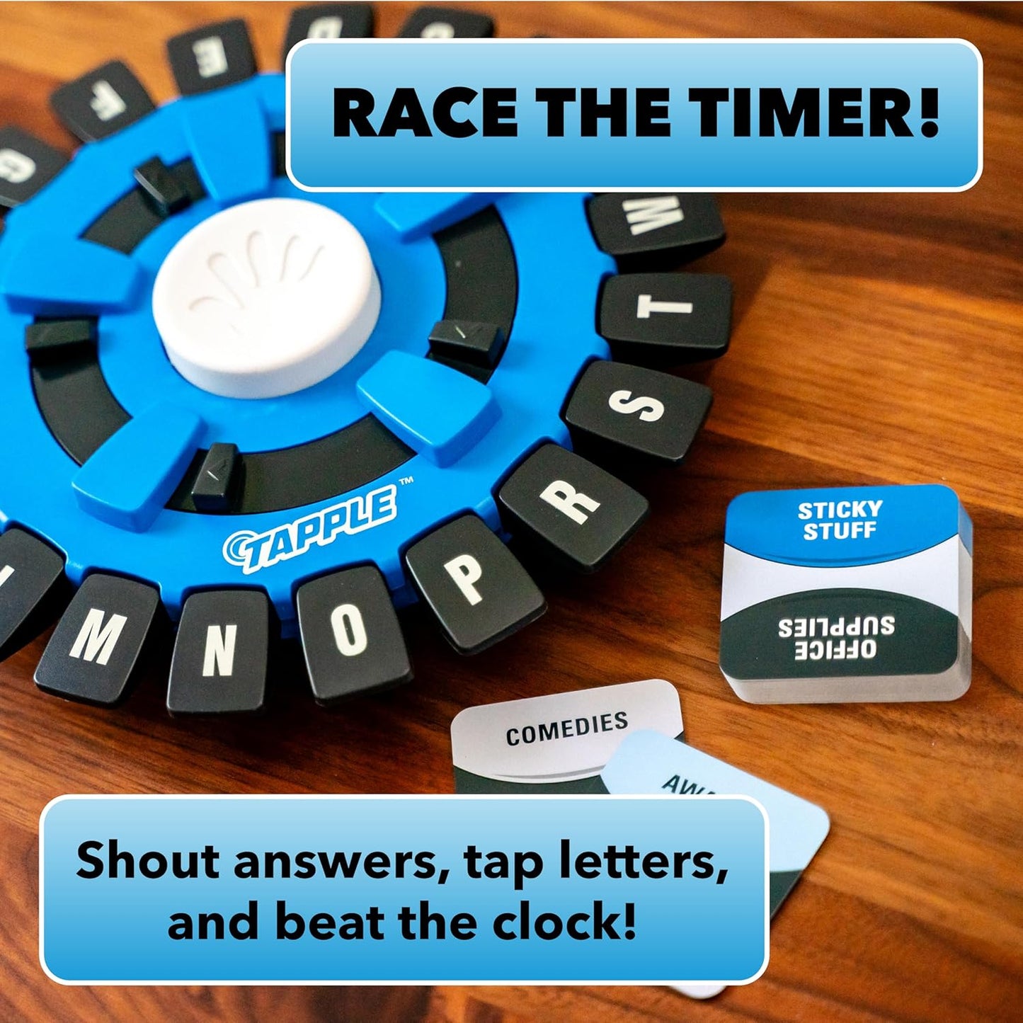 HotUSAOPOLY The Original TAPPLE, The Fast-Paced Family Board Game,Choose a Category & Race Against The Timer to be The Last Player,Learning Word Game for Ages 8 & Up, 2-8 Players, 15-20 Minute Play Time