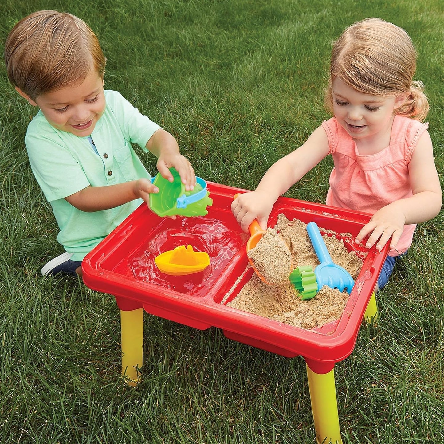 HotToddler Sensory Kids Table with Lid | Sensory Bin | Kidoozie | Mega Block Compatible Lid | Indoor Outdoor Use , Red, G02521 17 x 12.5 x 11 inches
