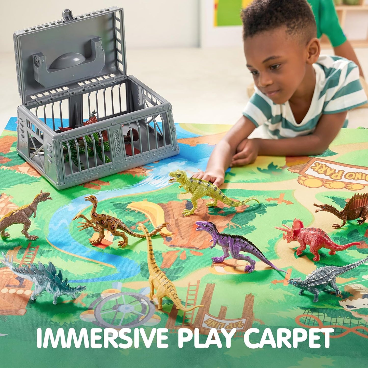 Hot JOYIN Dinosaur Toys for Kids 3-5, 17 PCS Realistic Dinosaur Figures with Activity Play Mat & Storage Cage, Ideal Kids Toys for 3 Year Old Boys, Animals Toy for Boys Birthday Gifts