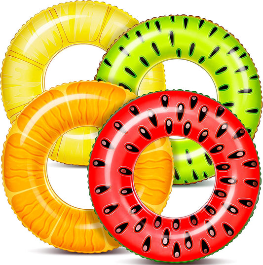 HotSloosh 4 Pack Inflatable Pool Floats, Pool Tube Rings, Swim Tubes, Floaties Toys, Beach Swimming Party Toys for Kids and Adults