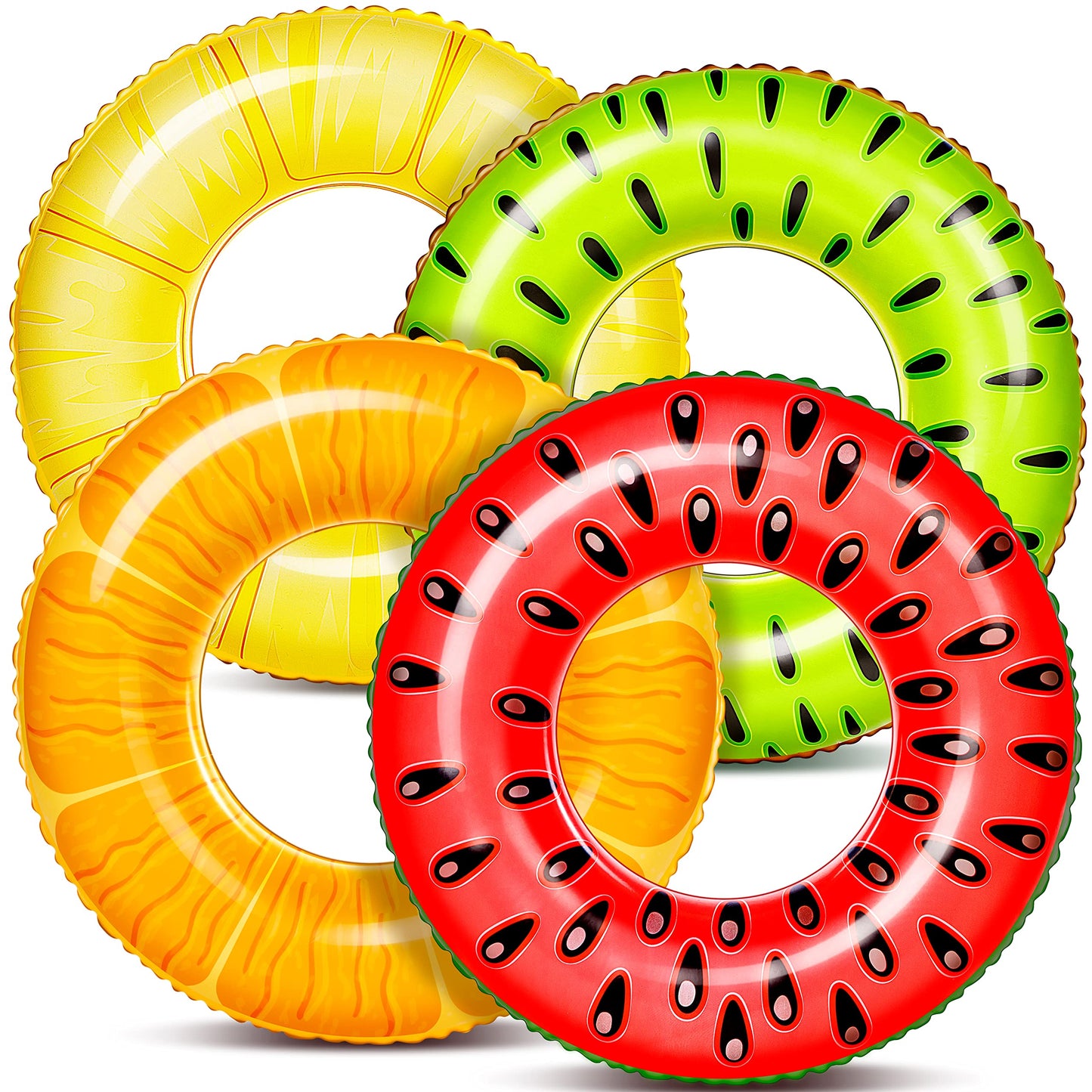 HotSloosh 4 Pack Inflatable Pool Floats, Pool Tube Rings, Swim Tubes, Floaties Toys, Beach Swimming Party Toys for Kids and Adults