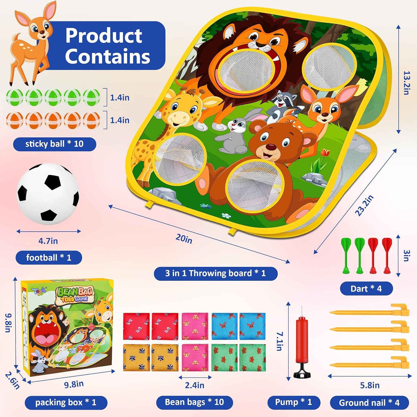 HotAnimal Bean Bag Toss Game Toy Outdoor Toss Game, Family Party Party Supplies for Kids, Gift for Boys Birthday or Christmas for Toddlers Ages 3 4 5 6 Year Old