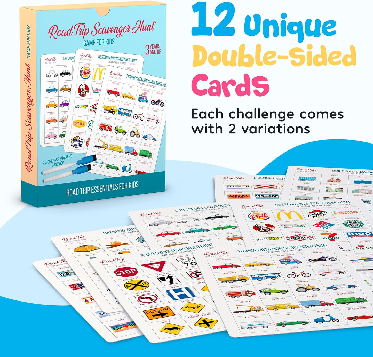 HotWELL BALANCED Car Bingo - Road Trip Essentials: Car Activities and Games for Kids Ages 4-8