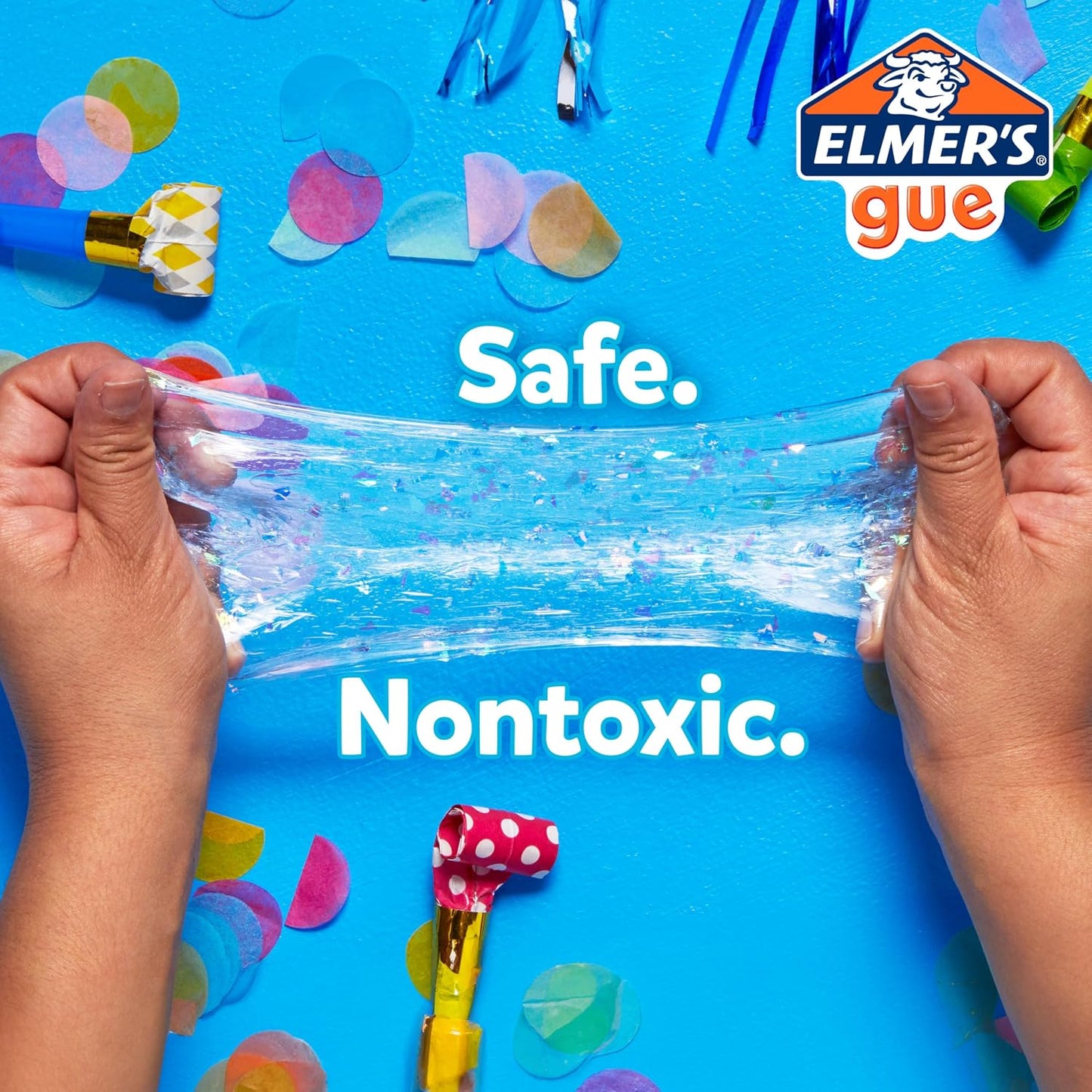 Hot Elmer's Gue Premade Slime, Glassy Clear 3 Lb. Bucket - Includes 5 Sets of Slime Add-ins