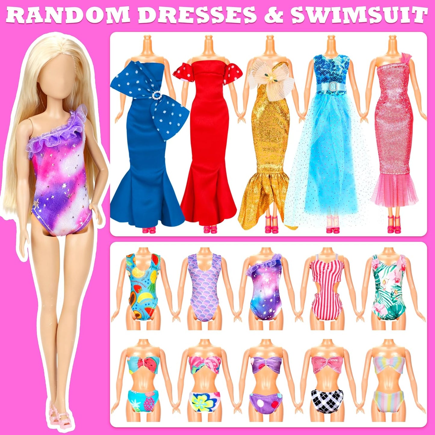 Hot138 Pcs Doll Clothes and Accessories, 5 Wedding Gowns 9 Fashion Dresses 3 Tops 3 Pants 3 Bikini Swimsuits 20 Shoes for 11.5 inch Doll Christmas Stocking Stuffers Girls Gift Age 5-7 8-10