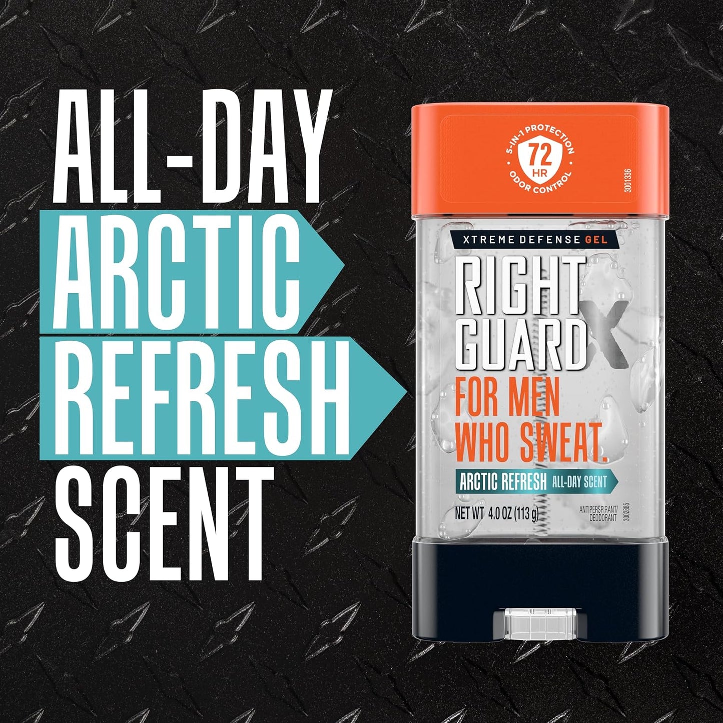 HotRight Guard Xtreme Defense Antiperspirant Deodorant Gel, Arctic Refresh Scent - 5-in-1 Deodorant Men Can Trust, 72-Hour Odor Control Invisible Gel for Men, 4 oz (4 Pack)