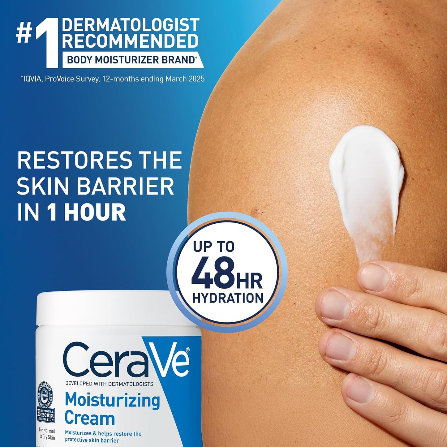 HotCeraVe Moisturizing Cream, Body and Face Moisturizer for Dry Skin, Body Cream with Hyaluronic Acid and Ceramides, Daily Moisturizer, Oil-Free, Fragrance Free, Non-Comedogenic, 19 Ounce