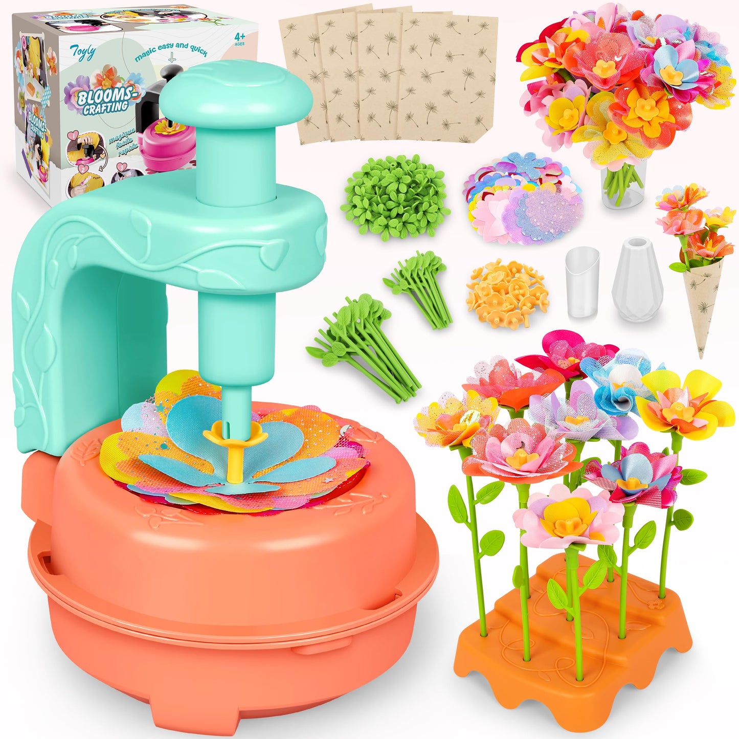HotFabric Flower Bouquets Toys, DIY Craft Kits Toys for Kids - Flowers Market Toy, Build Your Flower Bouquet, Arts & Crafts for 4+ Year Toddler Girl, Educational Activity Preschool B-Day Gifts