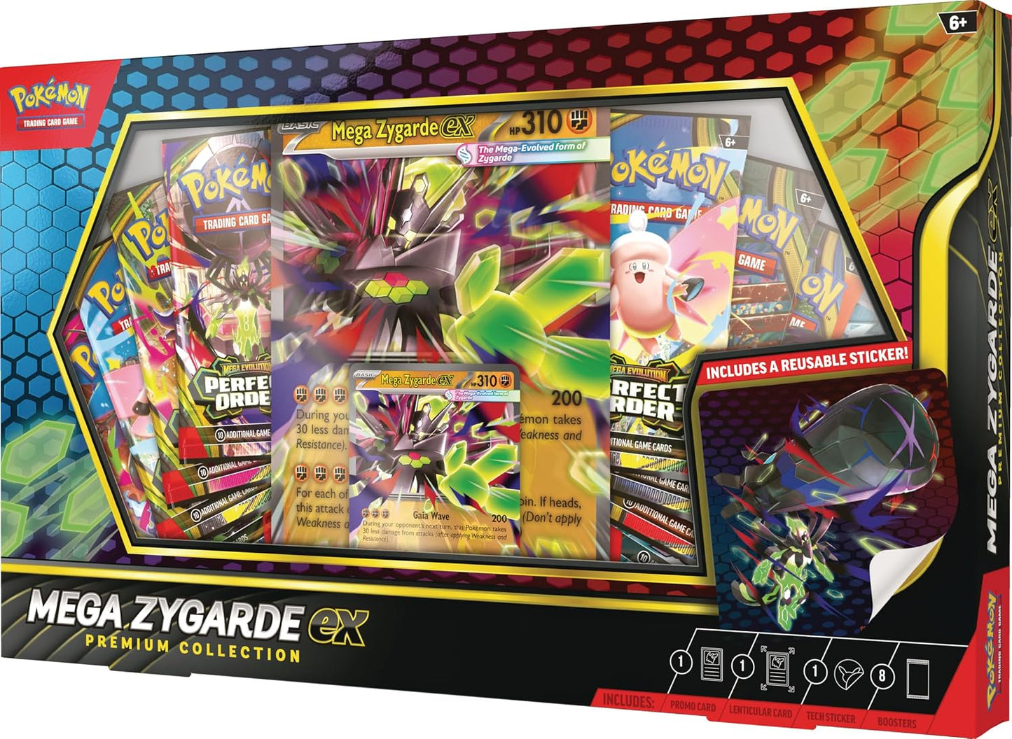 HotPokemon TCG: Mega Zygarde ex Premium Collection with 8 Booster Packs
