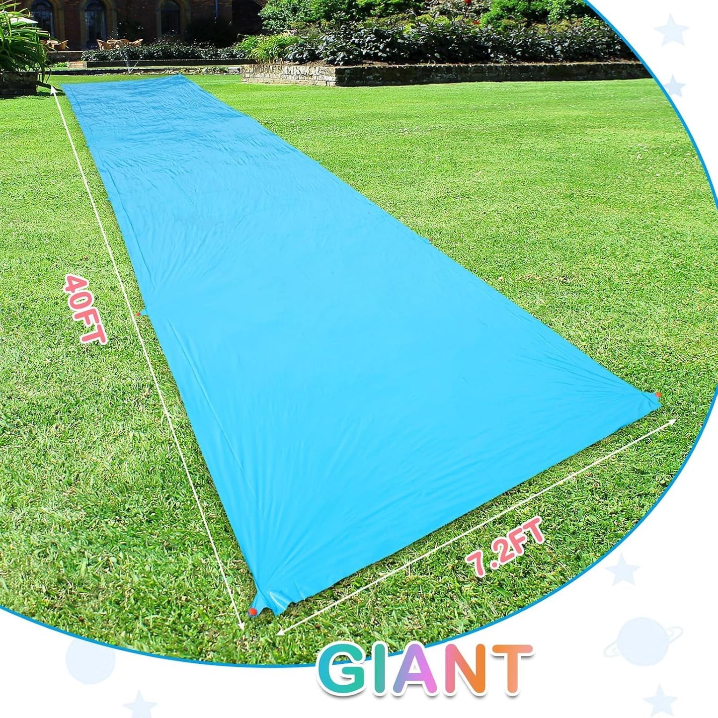 Hot 40FT Slip Lawn Water Slide, Giant Slip, Splash and Slide for Kids Teens and Adults - Summer Slip Water and Slides Heavy Duty for Outdoor Backyard Lawn Summer Party with 14 Stakes and 2 Bodyboards