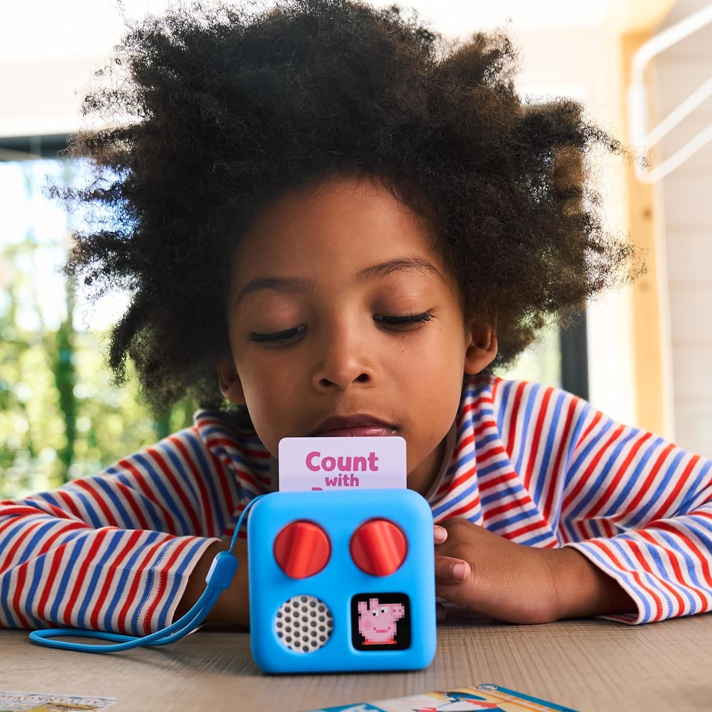 HotYoto Mini (2024 Edition) + Make Your Own Card – Kids Screen-Free Bluetooth Audio Player, All-in-1 Travel Device Plays Stories Music Podcast Radio Ok-to-Wake Clock, Use as Speaker or with Headphones
