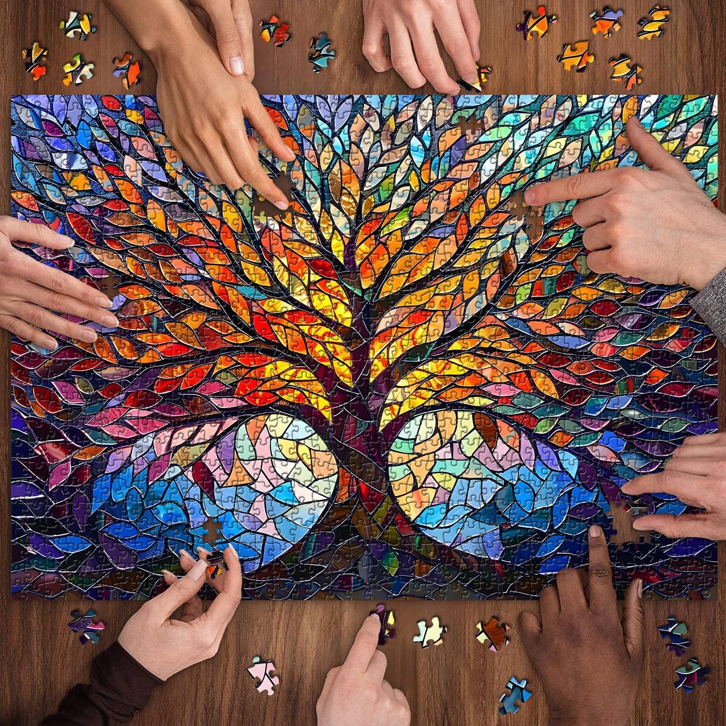 HotPICKFORU Stained Glass Puzzle Tree of Life Puzzles for Adults 1000 Pieces, Impossible Hard Difficult Challenging Puzzles for Adults, Colorful Mosaic Tree of Life Jigsaw Puzzle 1000 Pieces