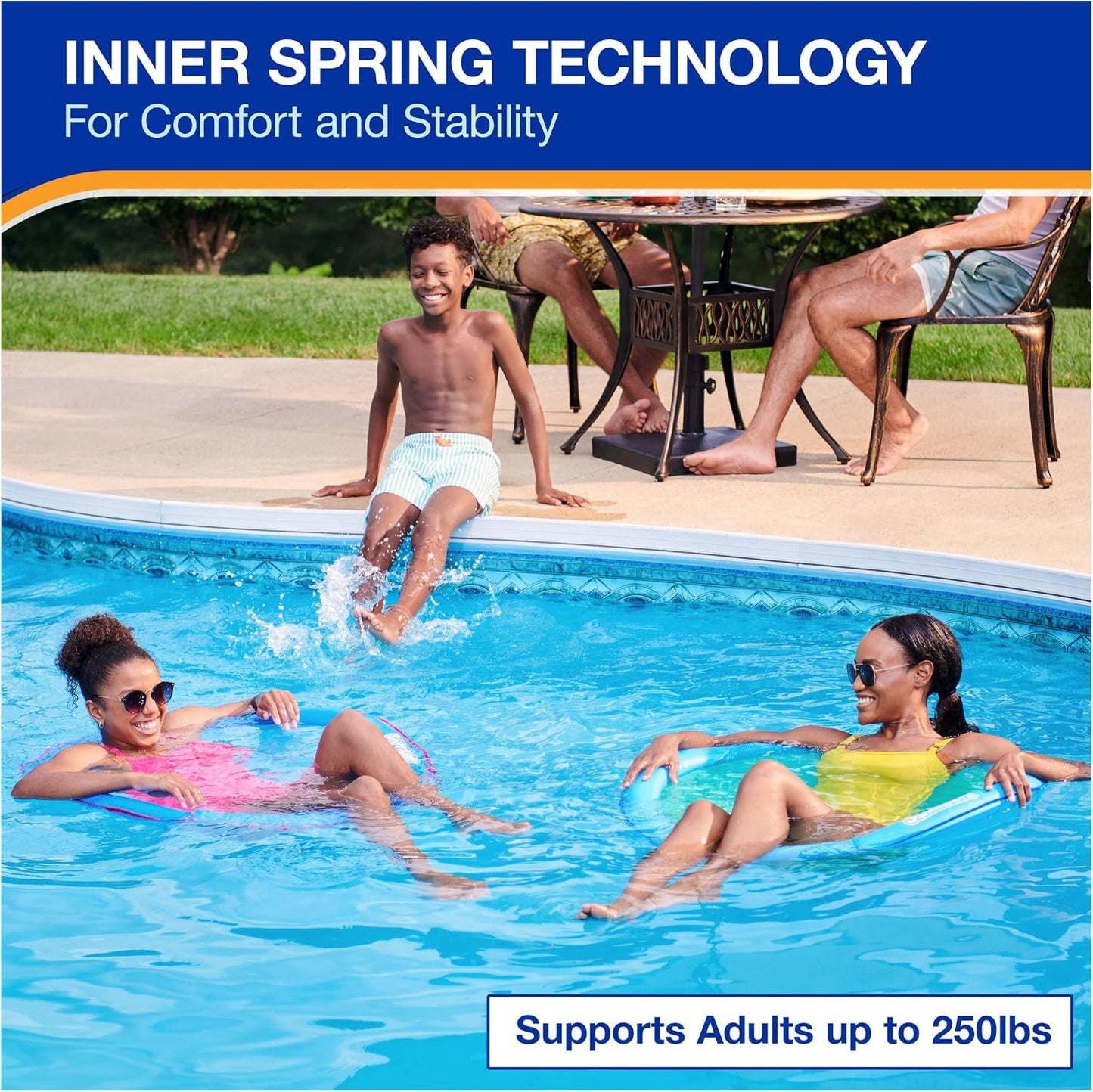HotSwimWays Spring Float Premium Papasan Pool Lounger with Breathable Mesh Seat, Inflatable Pool Floats for Adults with Fast Inflation, for Ages 15 & Up