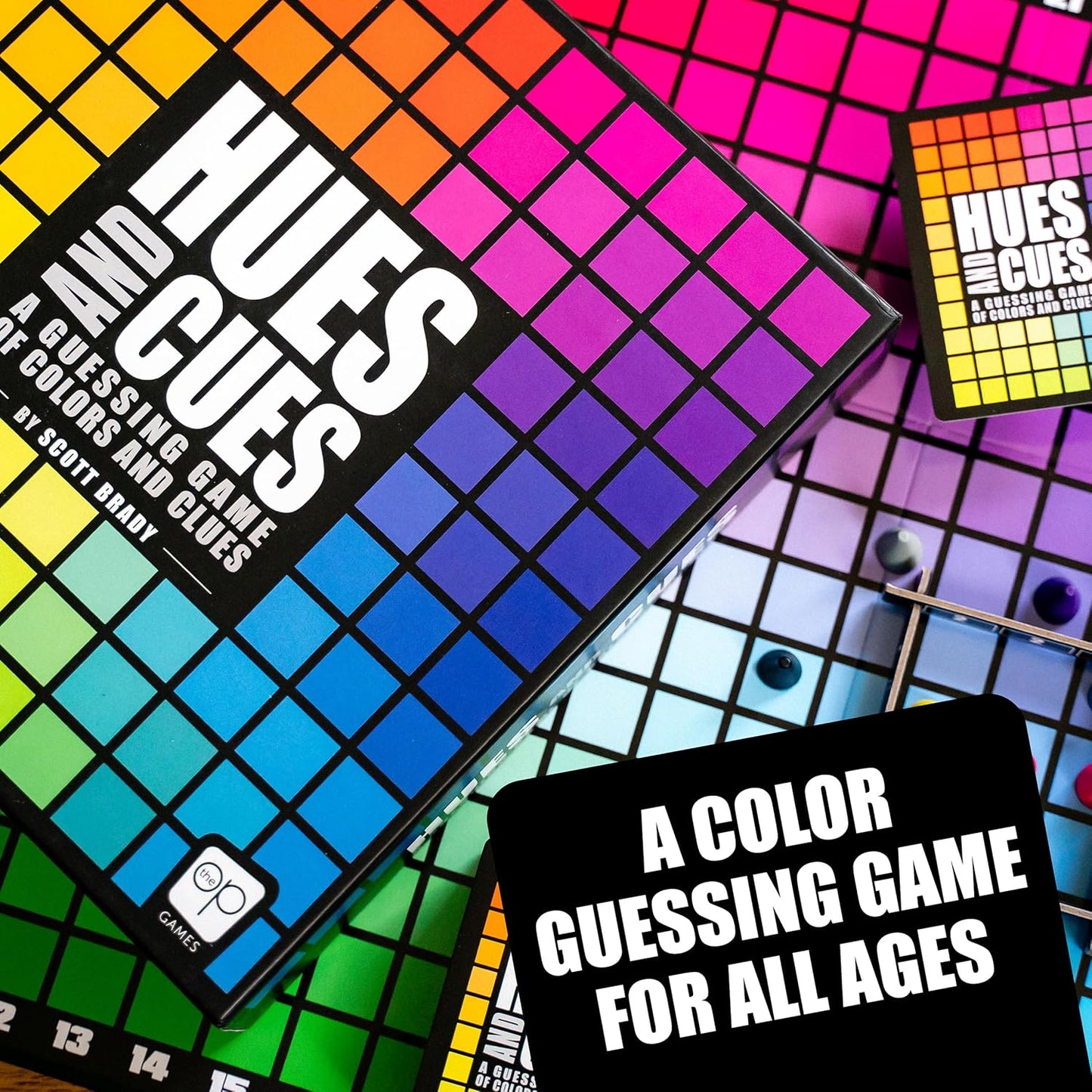 HotHUES and CUES - Vibrant Color Guessing Board Game for 3-10 Players Ages 8+, Connect Clues and Guess from 480 Color Squares