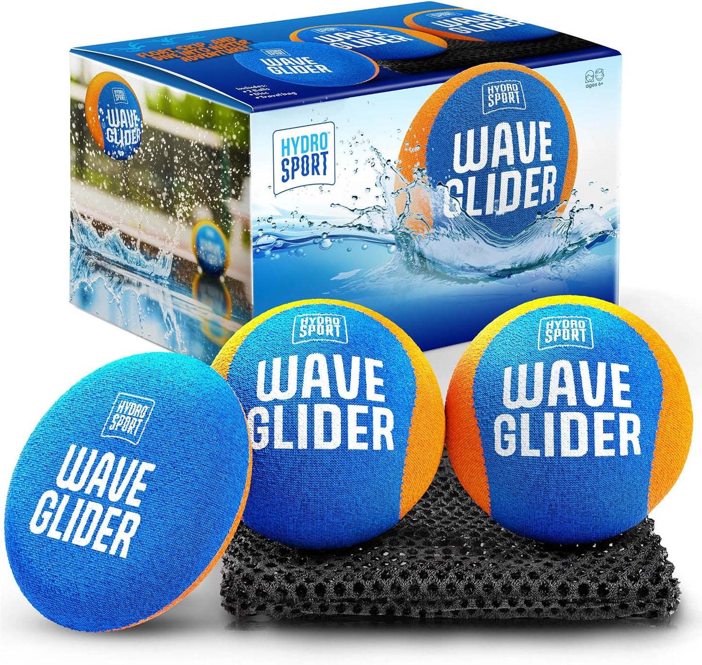 Hot HydroSport Skipping Water Balls - Pool Ball - Beach Toys for Kids Ages 8-12 - Lake Skip, Skee, Fly Swimming Game Adults, Boys, Teens, & Family - Water Toy for Kid - Cool Fun Summer