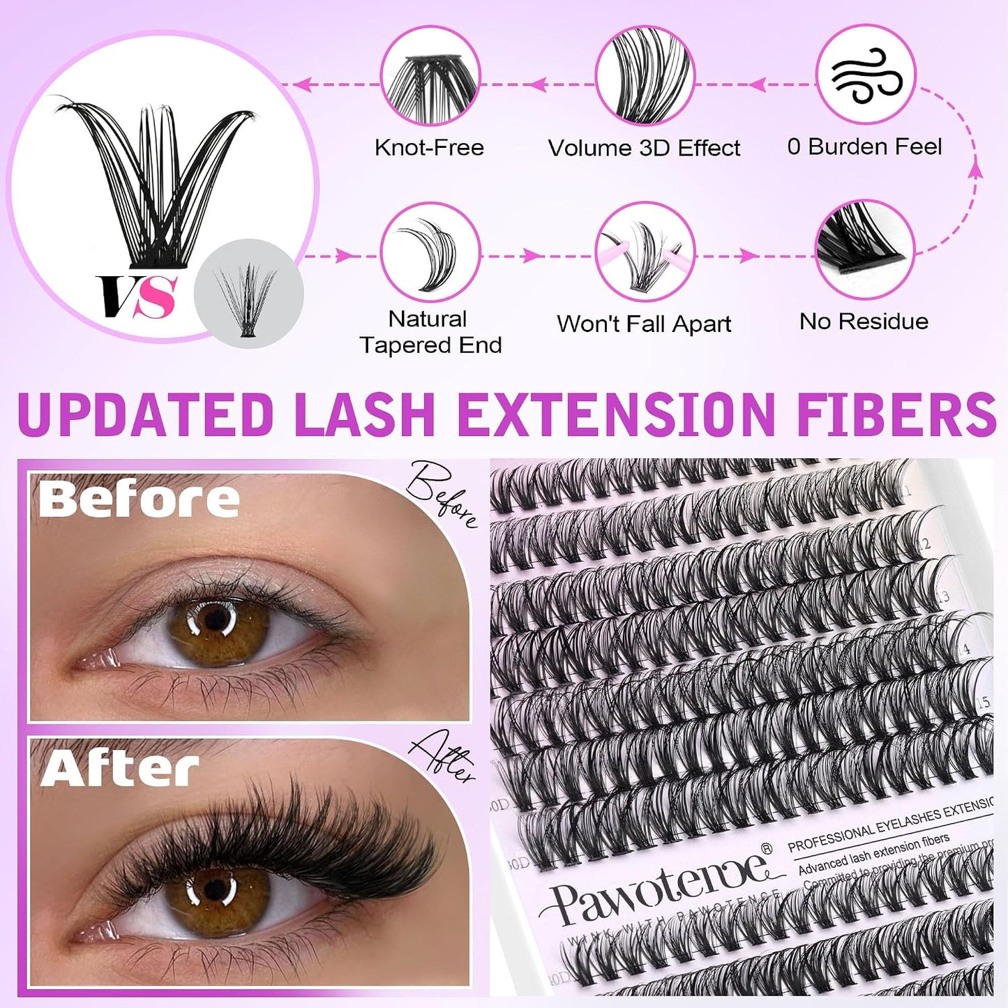 HotPawotence Lash Extension Kit DIY 280pcs Lash Clusters Eyelash Extension Kit, 9-16mm 30D 40D Individual Lashes Kit with Lash Bond and Seal, Lash Tweezers for Self Use (30D&40D, 0.07D, 9-16mm, Kit)
