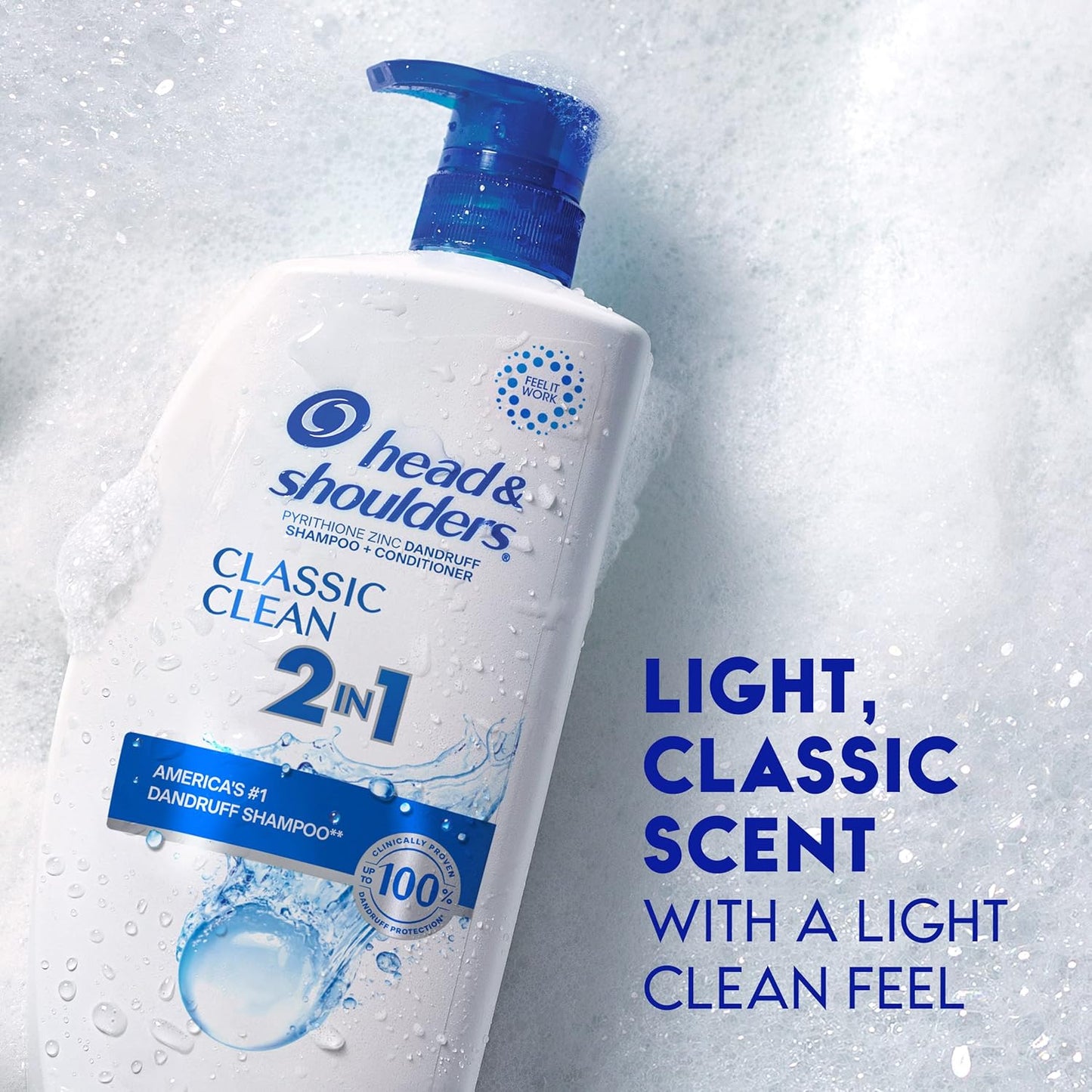 HotHead & Shoulders Classic Clean 2-in-1 Anti-Dandruff Shampoo and Conditioner Twin Pack, 72-Hour Protection, 1% Pyrithione Zinc, 32.1 fl oz Each