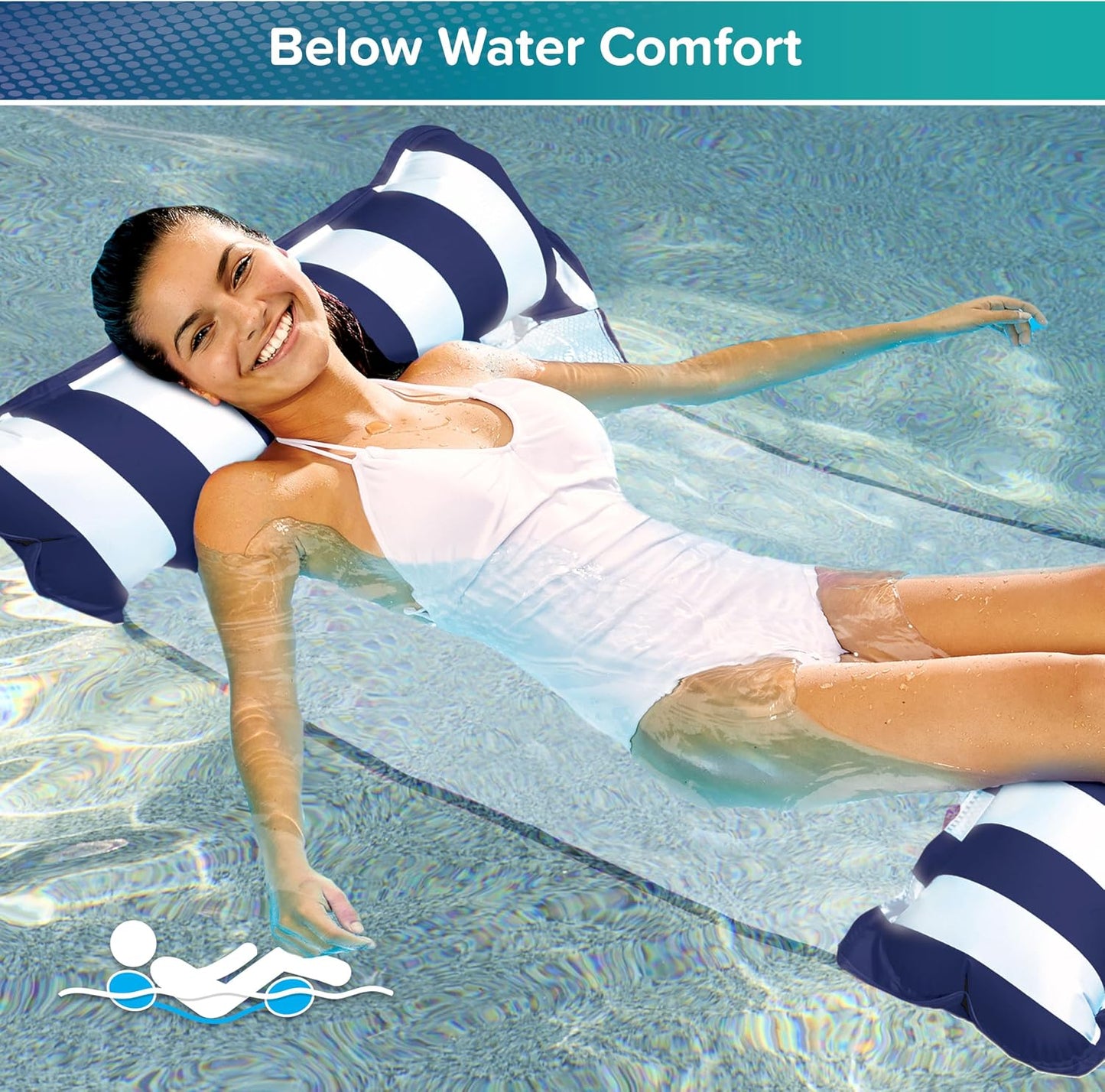 HotAqua 4-in-1 Monterey Hammock Pool Float & Water Hammocks – 2-3-4 Multipacks – Multiple Colors/Styles – for Adults and Kids Floating