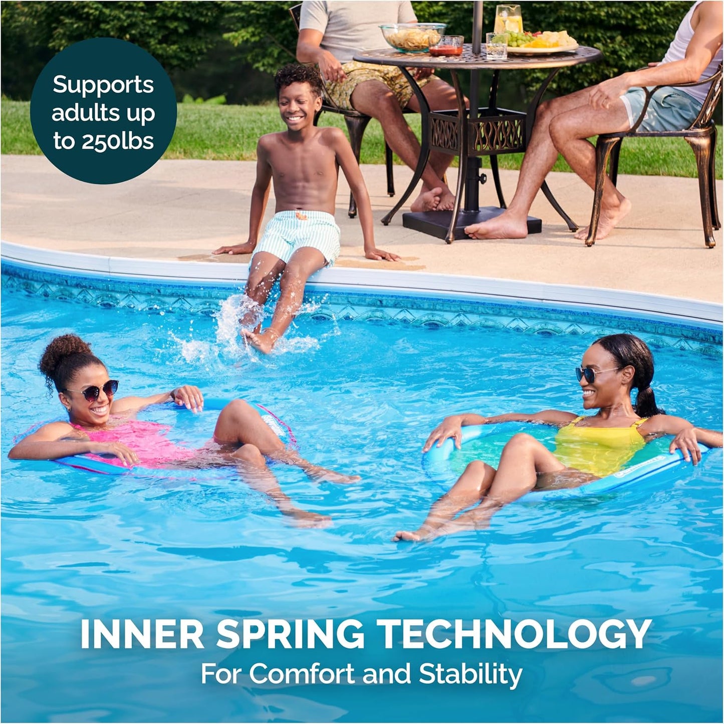 HotSwimWays Spring Float Premium Papasan Pool Lounger with Breathable Mesh Seat, Inflatable Pool Floats for Adults with Fast Inflation, for Ages 15 & Up