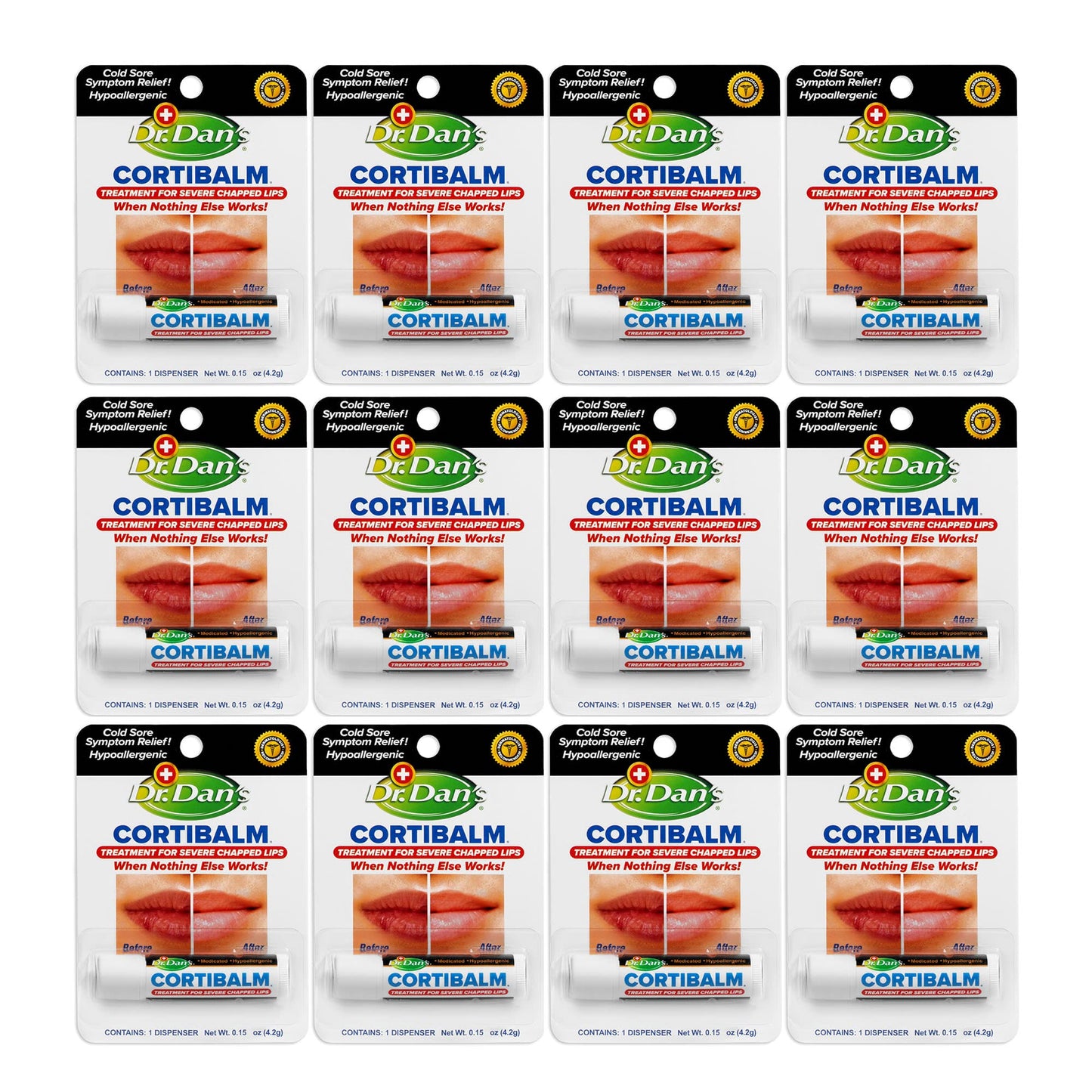 HotDr. Dans CortiBalm Lip Balm Patented Formula 0.14 Ounces (3-Pack)