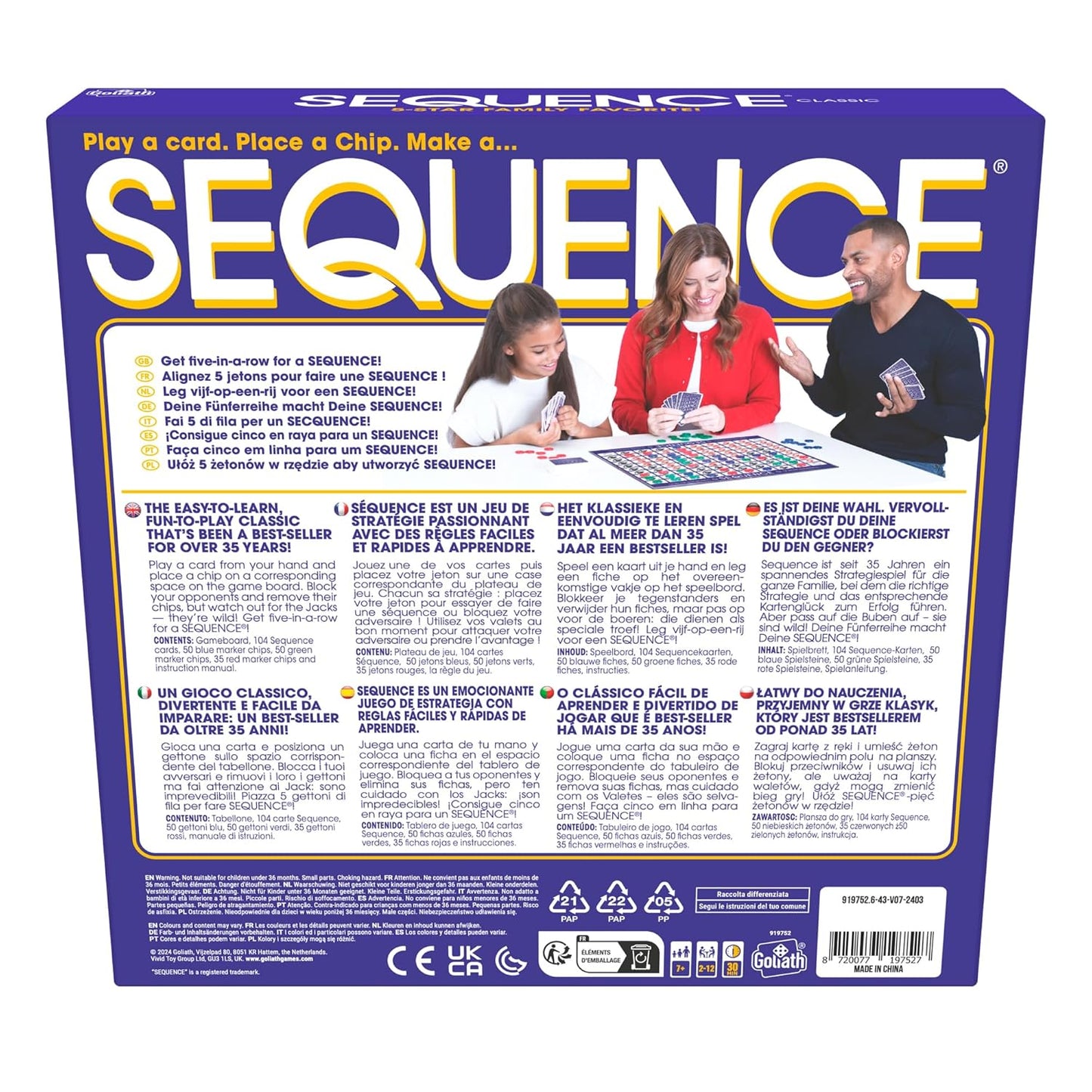 HotSEQUENCE- Original SEQUENCE Game with Folding Board, Cards and Chips by Jax ( Packaging may Vary ) White, 10.3" x 8.1" x 2.31"