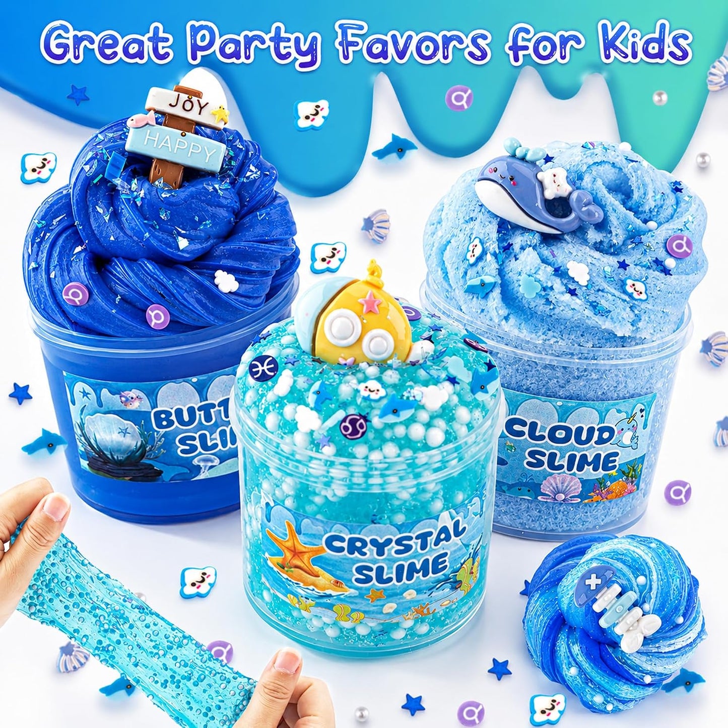 Hot6 Pack Slimes, Blue Slime Kit, Butter Cloud Slime for Boys Girls Ages 8-12,Toys for Girls and Boys, Slime Party Favors Goodie Bag Stuffers, 4 5 6 7 8 9 10 Year Old Girl Birthday Gift Cute Stuff
