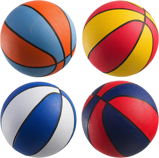 Hot PlayBolt Rubber Mini Basketballs 7 Inch, Size 3 (Pack of 4) - Pool Basketball for Kids in Assorted Colors Indoor & Outdoor, Boys & Girls, for Small Hoops, Game Prizes, Arcade Games, w/Pump