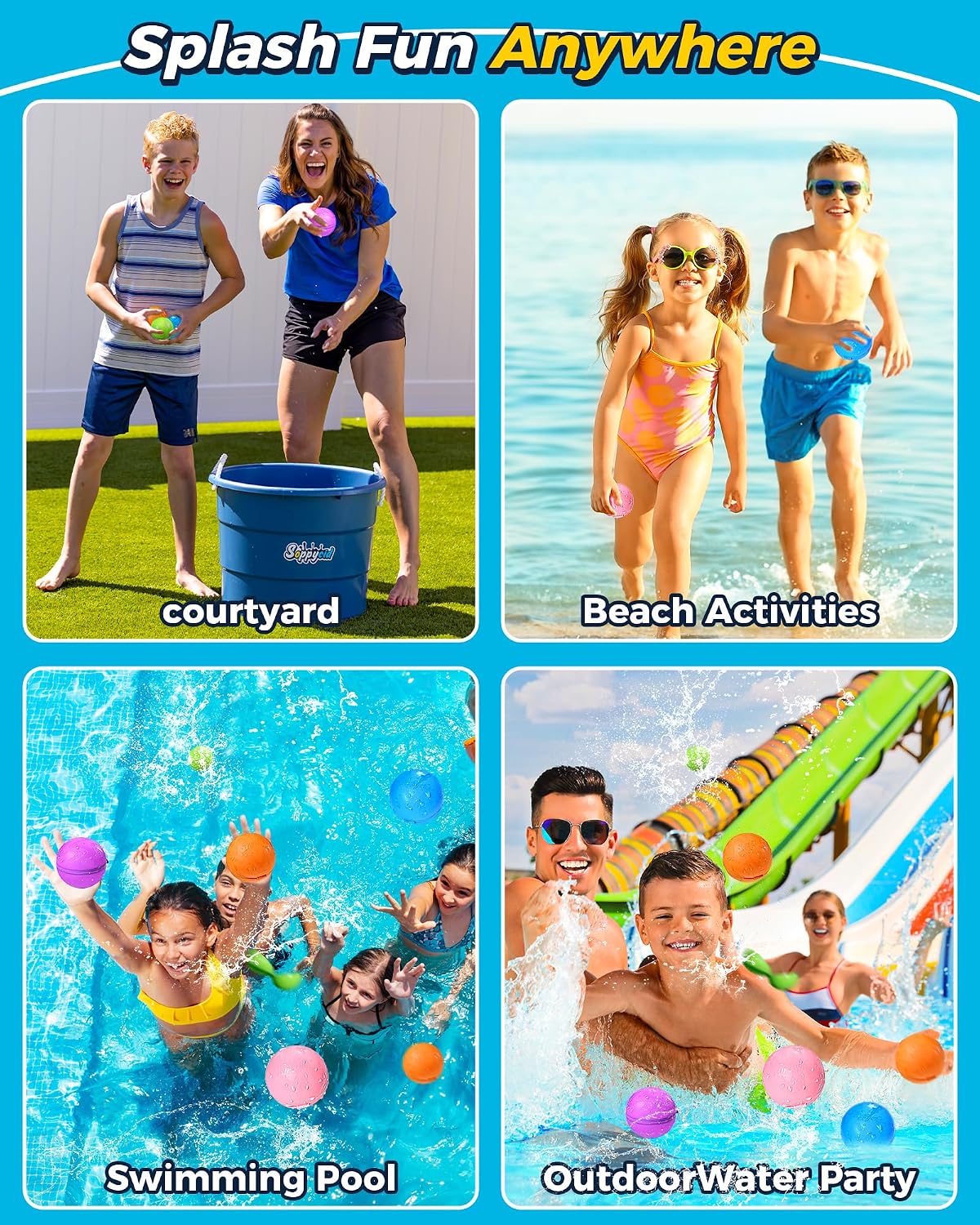 Hot Tlitlimom 16Pcs Reusable Water Bomb Balloons, Pool Beach Toys for Kids ages 3-12, Summer Toy Water Toy for and Girls, Outdoor Activities Water Games Toys Self Sealing Water Splash Ball for Fun