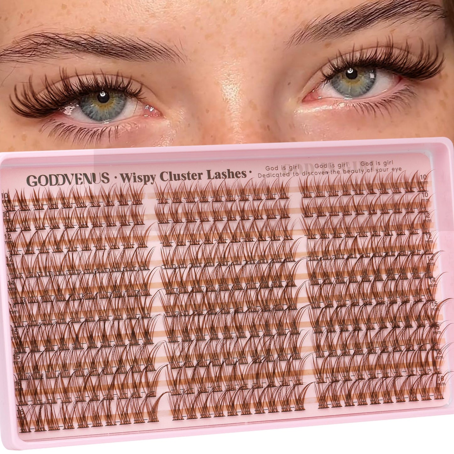 HotGoddvenus Lash Clusters Kit Wispy Eyelash Clusters Lashes Natural DIY Lash Extension Kit 10-16mm Cluster Eyelash Extensions Kit 300pcs C Curl Individual Lashes Cluster Eyelash (With Tweezers)