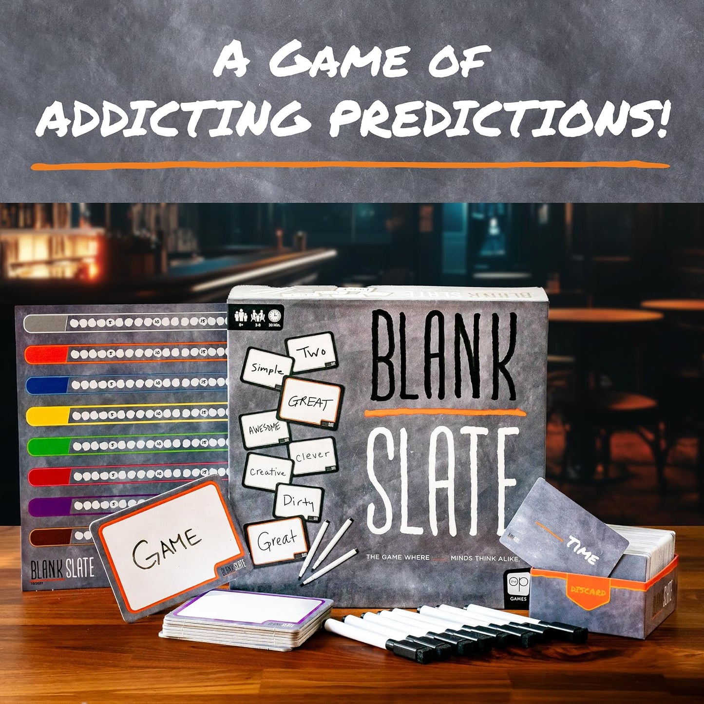 HotUSAOPOLY BLANK SLATE, Where Great Minds Think Alike, Fun Family-Friendly Board Game, Word Association Party Game, Easy to Learn, Fun to Play Family Game Night, 3-8 Players, Ages 8+
