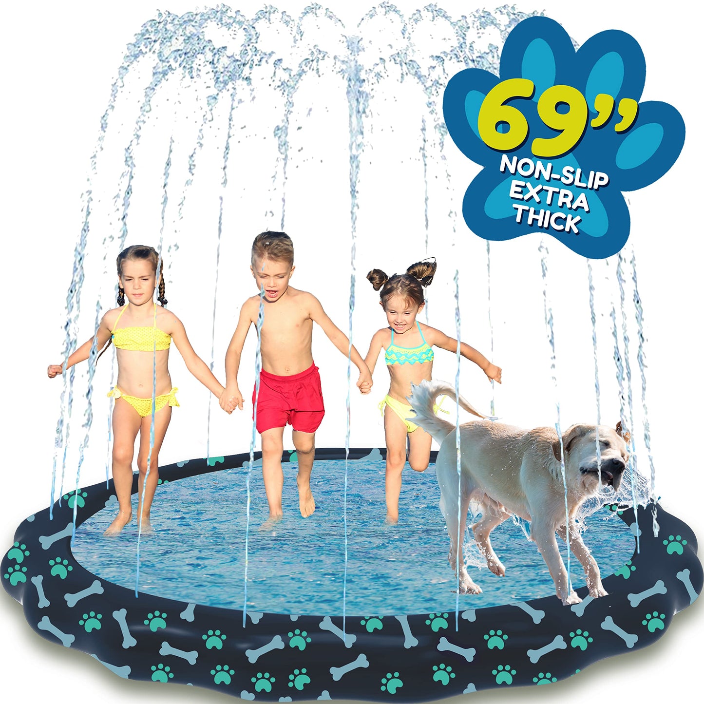 HotSplashEZ 3-in-1 Splash Pad, Sprinkler for Kids & Baby Pool for Learning – Toddler Sprinkler Pool, 60’’ Outside Water Toys – “from A to Z” Outdoor Play Mat for Babies & Toddlers