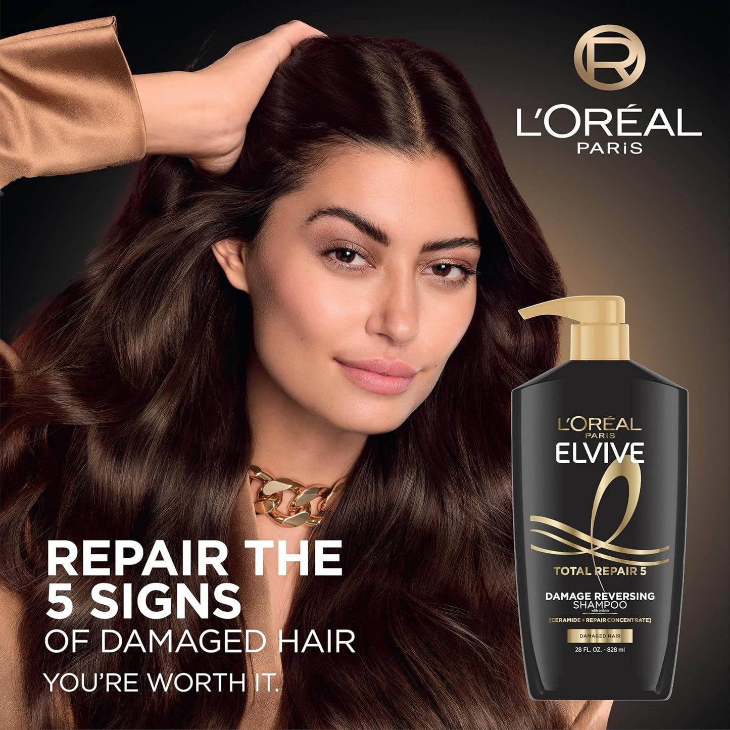 HotL'Oreal Paris Elvive Total Repair 5 Damage Reversing Shampoo and Conditioner Set for Dry and Damaged Hair, Hair Repair Formula with Protein and Ceramide, 56 Fl Oz Set