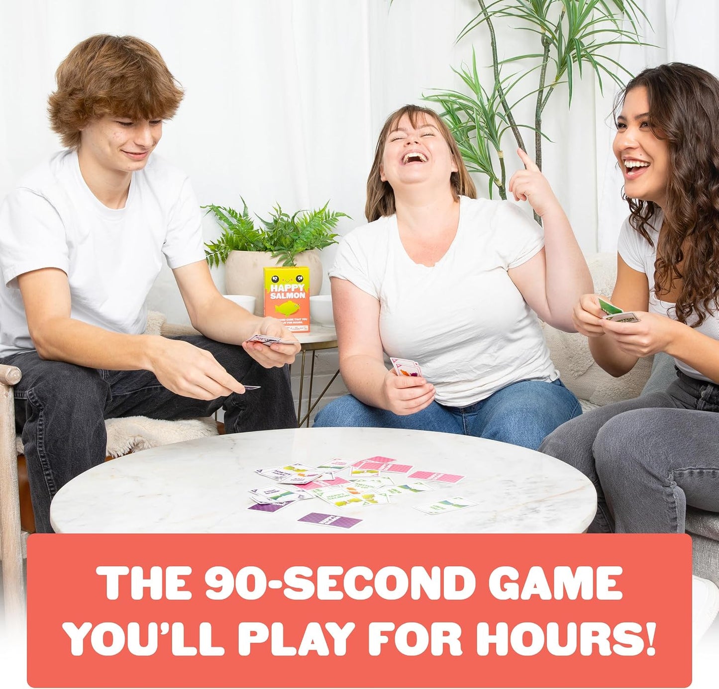 HotExploding Kittens Happy Salmon Matching Card Game, 3-8 Players, Ages 6+ | Frantically shout your actions, find a matching player, complete the action, and discard your card. Fast 90-second travel fun