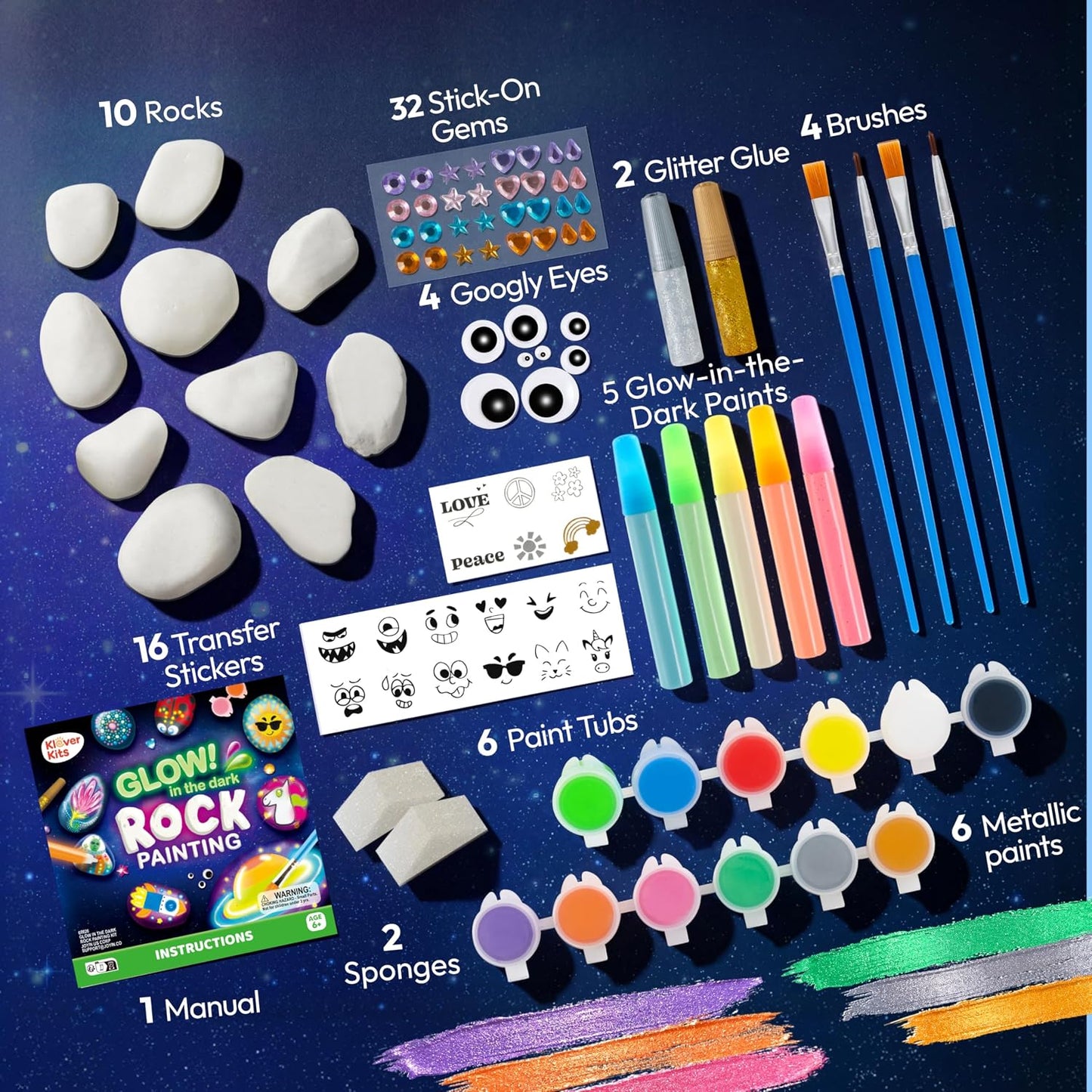 HotRock Painting Kit- Glow in The Dark Rock Kit, Arts and Crafts for Kids Ages 6-12, Art Supplies Toy, Kids Craft Paint Kits, Arts & Crafts for Boys Girls Birthday Party Gift Toy