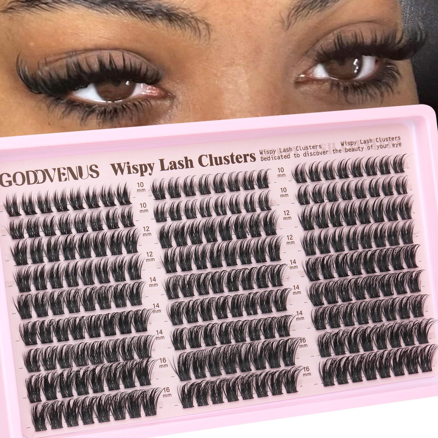 HotGoddvenus Lash Clusters Kit Wispy Eyelash Clusters Lashes Natural DIY Lash Extension Kit 10-16mm Cluster Eyelash Extensions Kit 300pcs C Curl Individual Lashes Cluster Eyelash (With Tweezers)