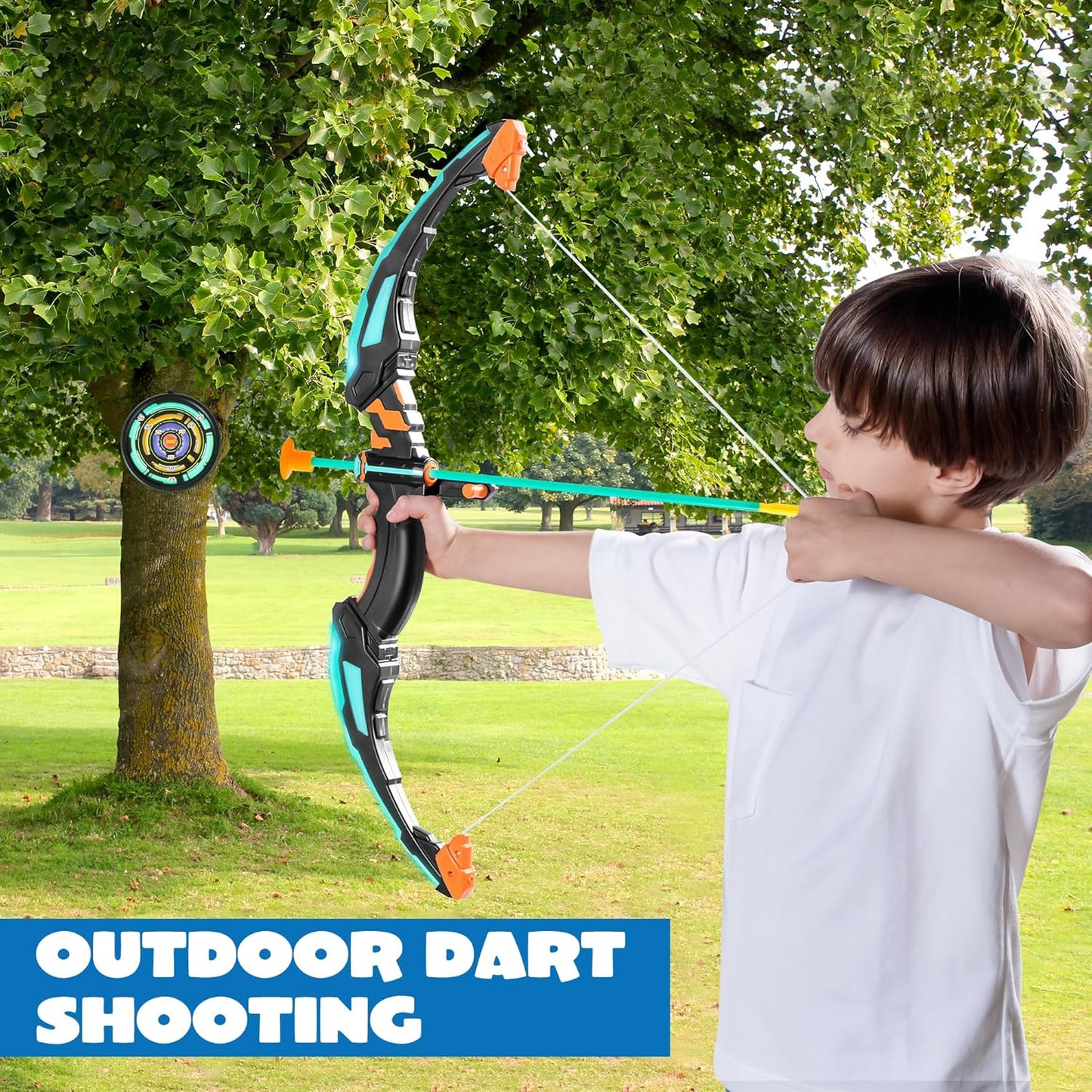 HotJOYIN Kids Bow and Arrow Set, LED Light Up Archery Toy Set with 9 Suction Cup Arrows, Target & Arrow Case, Indoor and Outdoor Hunting Play Gift Toys for Kids, Boys & Girls Ages 6-12