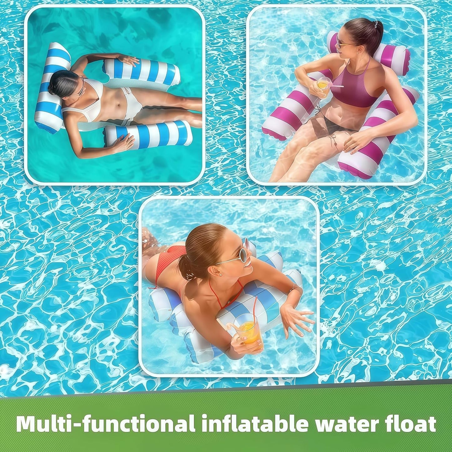 Hot3 Pack 300 LB Pool Floats,Inflatable Pool Float Chair for Adults Swim Floating Party Vacation Fun and Rest