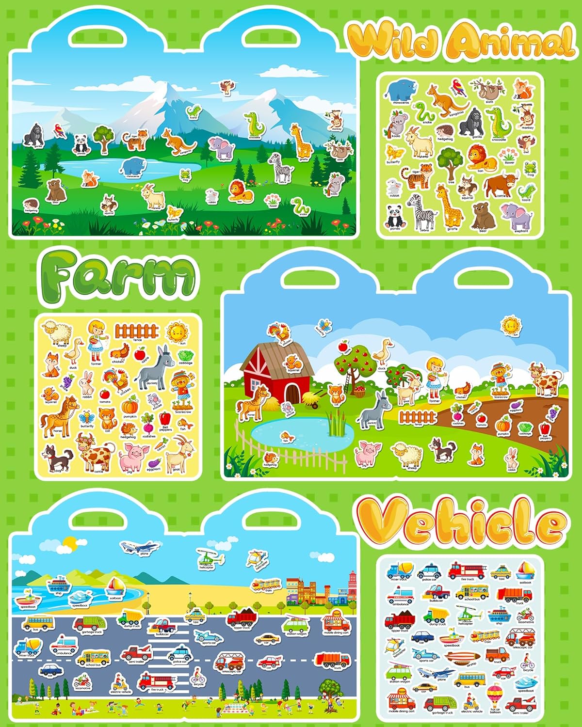 HotWalenced Reusable Sticker Book for Toddlers, Travel Stickers for Kids, Toddler Craft Activities Toys, Birthday Gifts for Boys & Girls