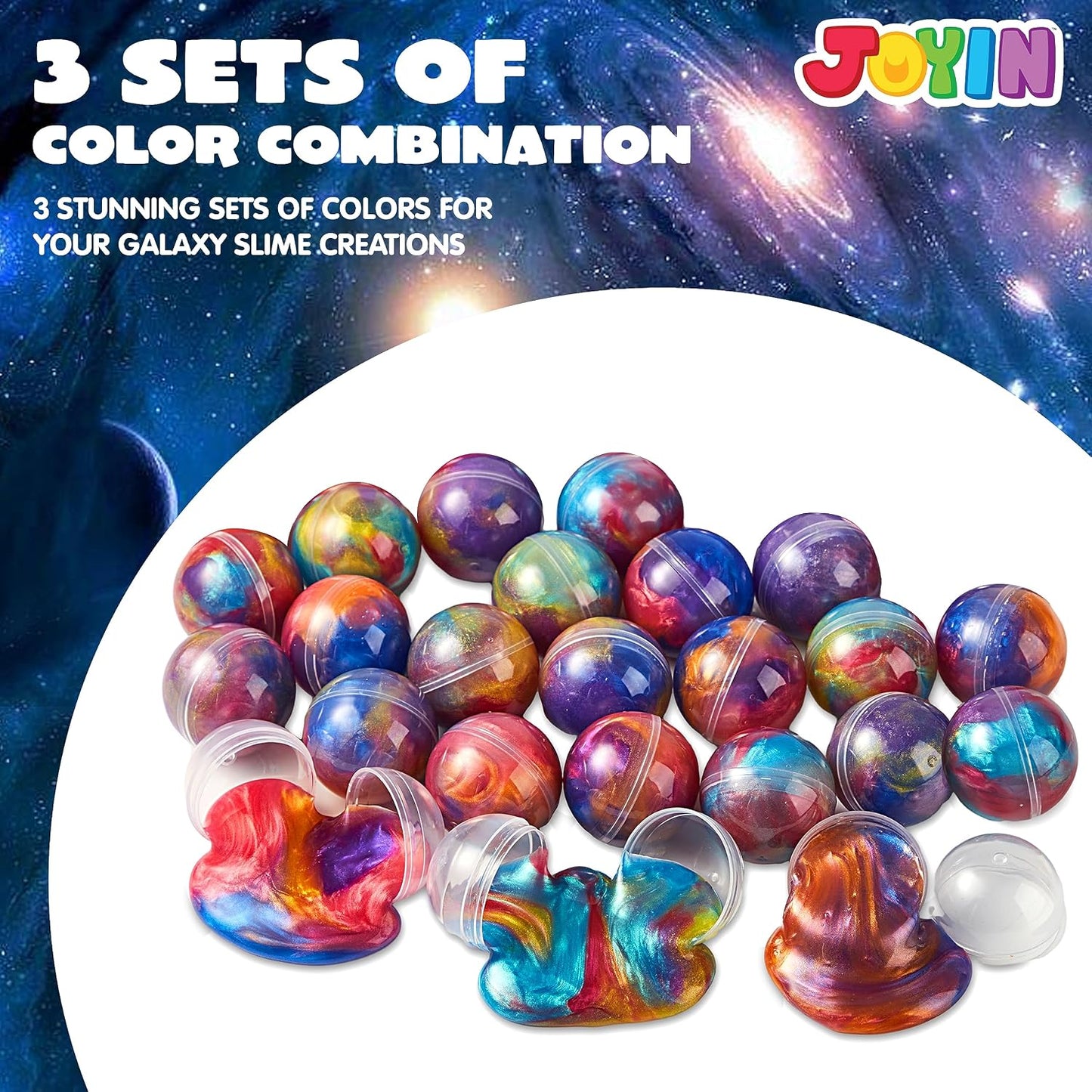 HotJOYIN Slime Party Favors, 24 Pack Galaxy Slime Ball - Stretchy, Non-Sticky, Mess-Free, Stress Relief, and Safe - Toys for Girls and Boys - Easter, Classroom Reward, Party Supplies, Valentines