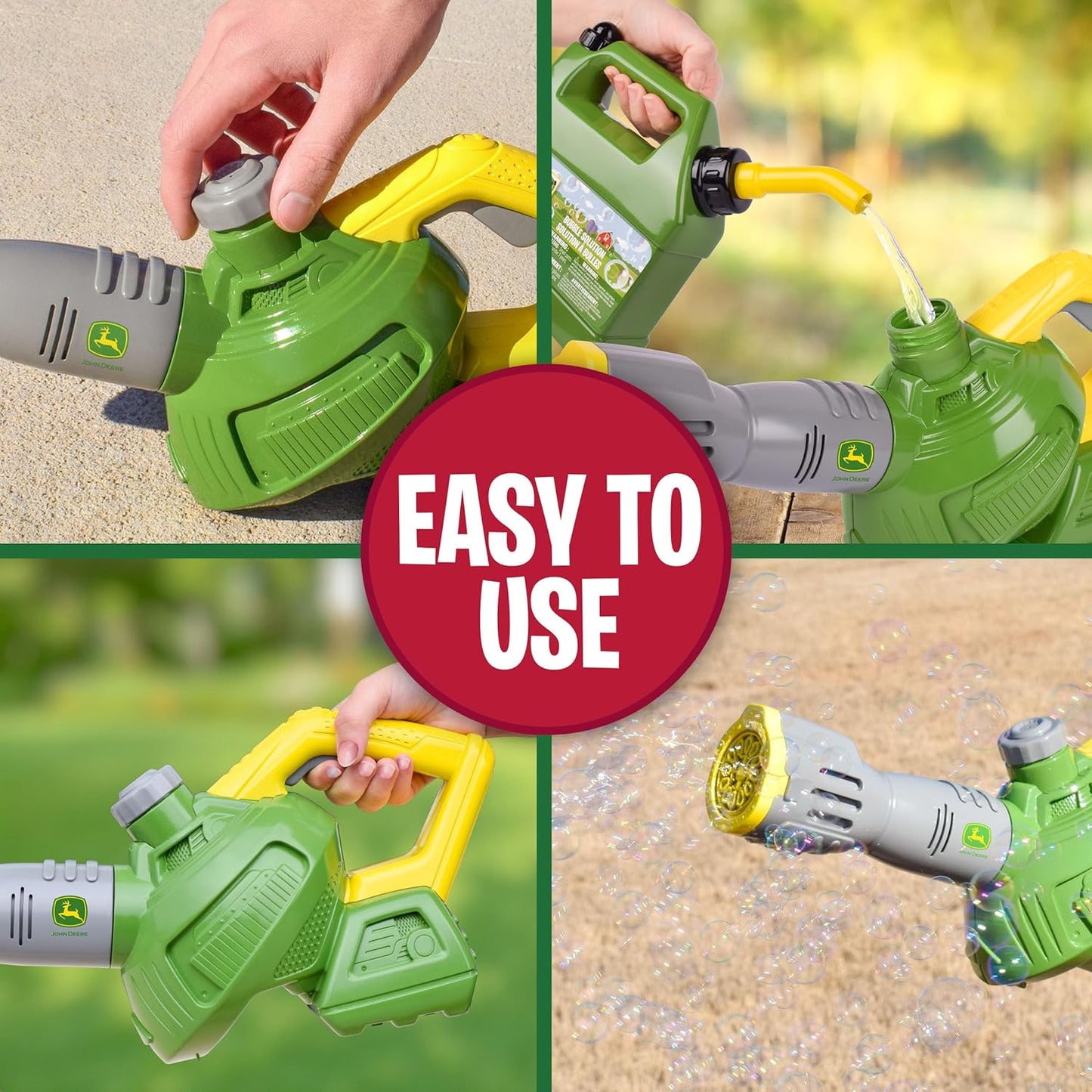 HotJohn Deere Bubble Leaf Blower Toy for Kids Includes 24oz Bubble Refill Gas Can, Outdoor Bubble Machine for Kids, Easy to Use, Outdoor Play, Great Gift Toddler 3+