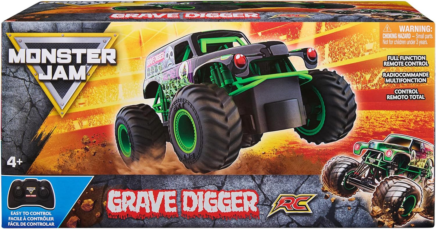 HotMonster Jam Official Grave Digger Remote Control Monster Truck, 1:24 Scale, 2.4 GHz, for Ages 4 and Up