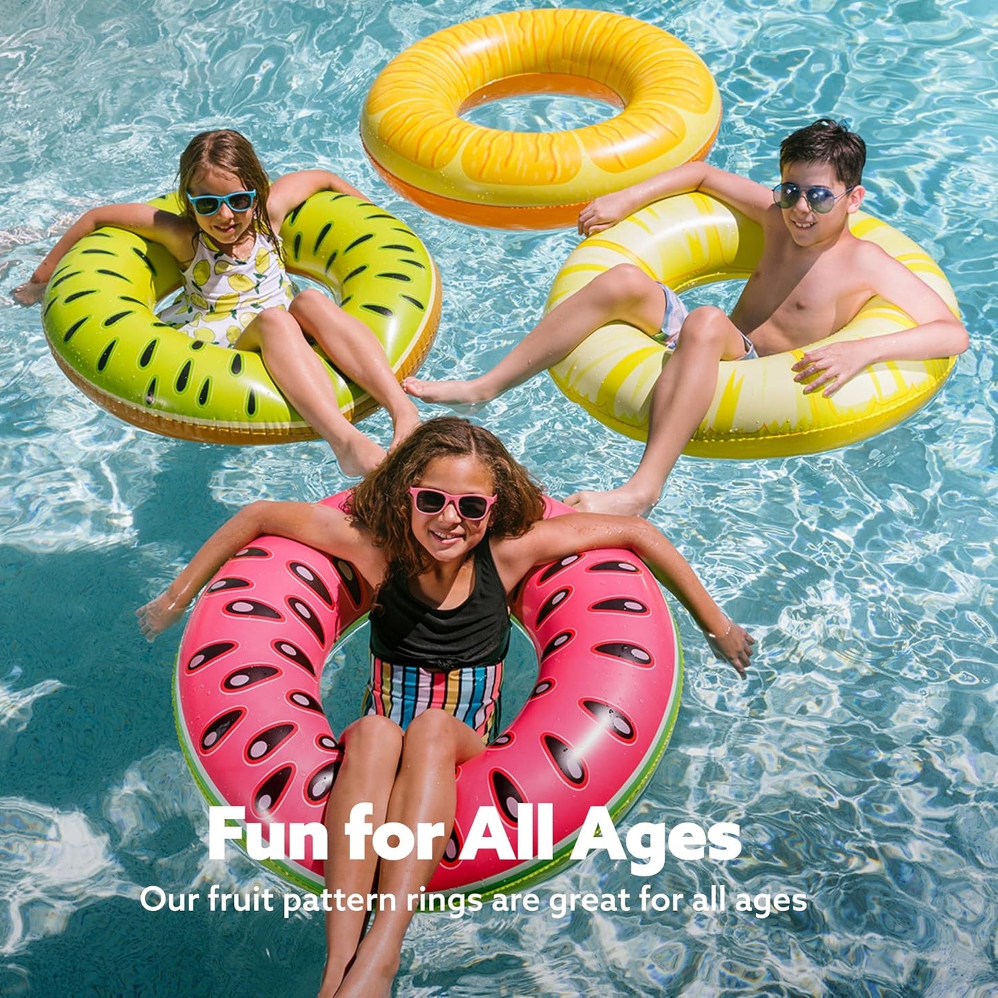 HotSloosh 4 Pack Inflatable Pool Floats, Pool Tube Rings, Swim Tubes, Floaties Toys, Beach Swimming Party Toys for Kids and Adults