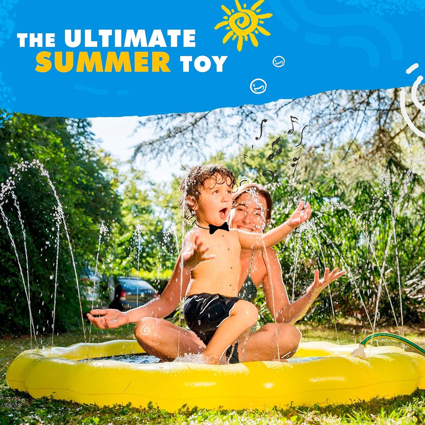 Hot SplashEZ 3-in-1 Splash Pad, Sprinkler for Kids and Baby Pool for Learning – Children’s Sprinkler Pool, 60’’ Inflatable Water Summer Toys – “Around The World” Outdoor Play Mat for Babies & Toddlers