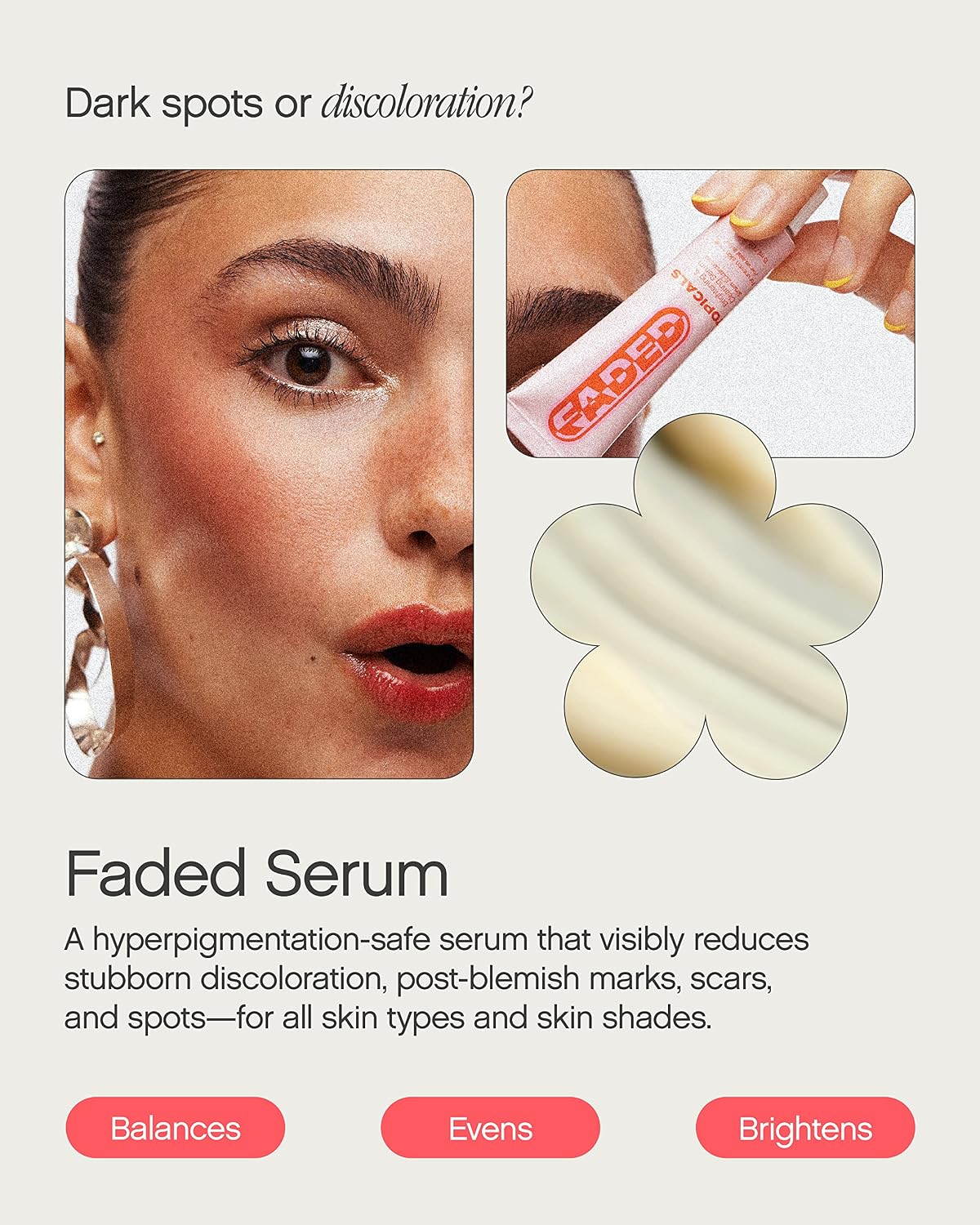 HotTopicals, Faded Brightening Serum, Reduces Discoloration, 0.5 Fl Oz | Clears Post-Blemish Marks, Scars & Spots, Kojic Acid & Niacinamide, Dermatologist-Tested, Vegan
