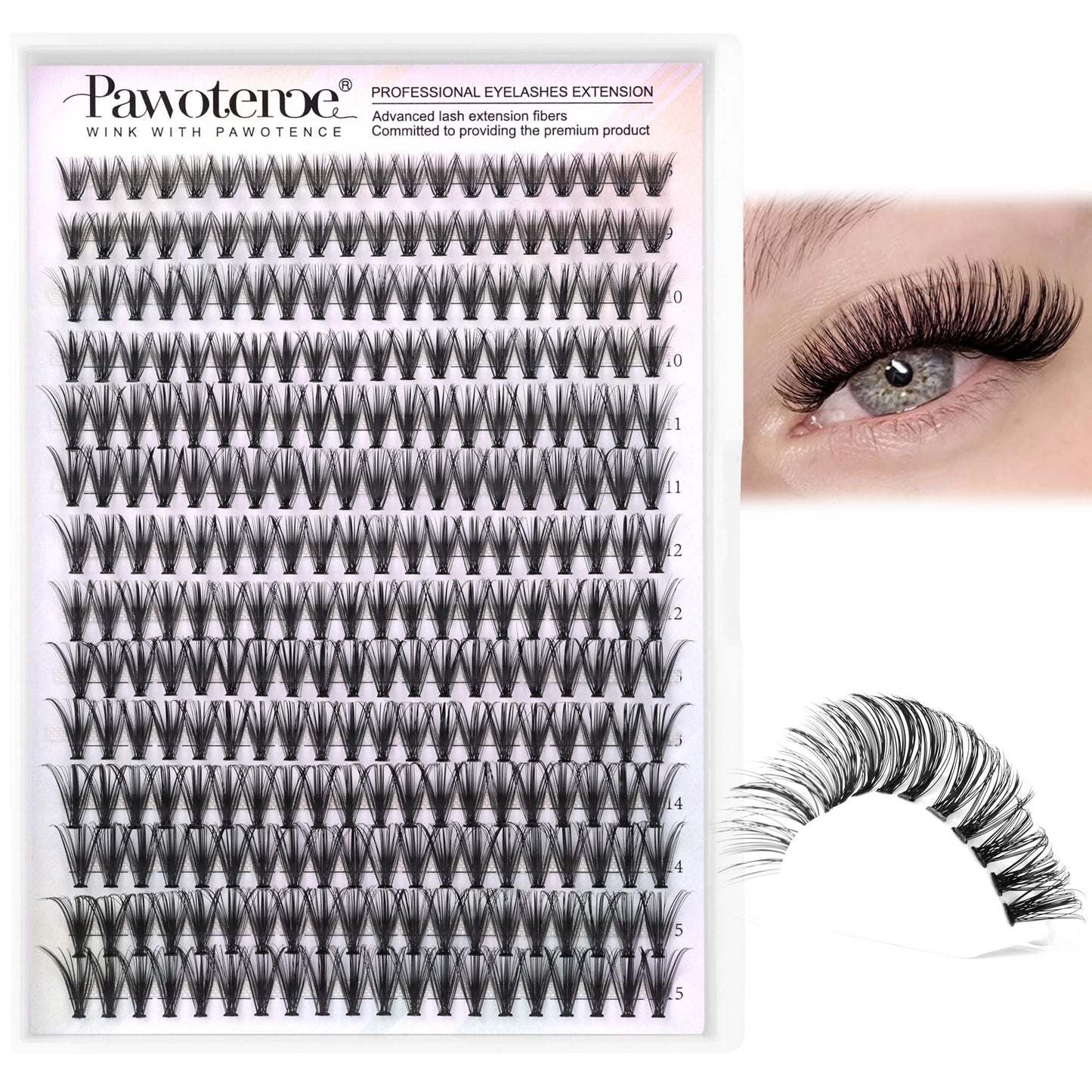 HotPawotence Lash Extension Kit DIY 280pcs Lash Clusters Eyelash Extension Kit, 9-16mm 30D 40D Individual Lashes Kit with Lash Bond and Seal, Lash Tweezers for Self Use (30D&40D, 0.07D, 9-16mm, Kit)