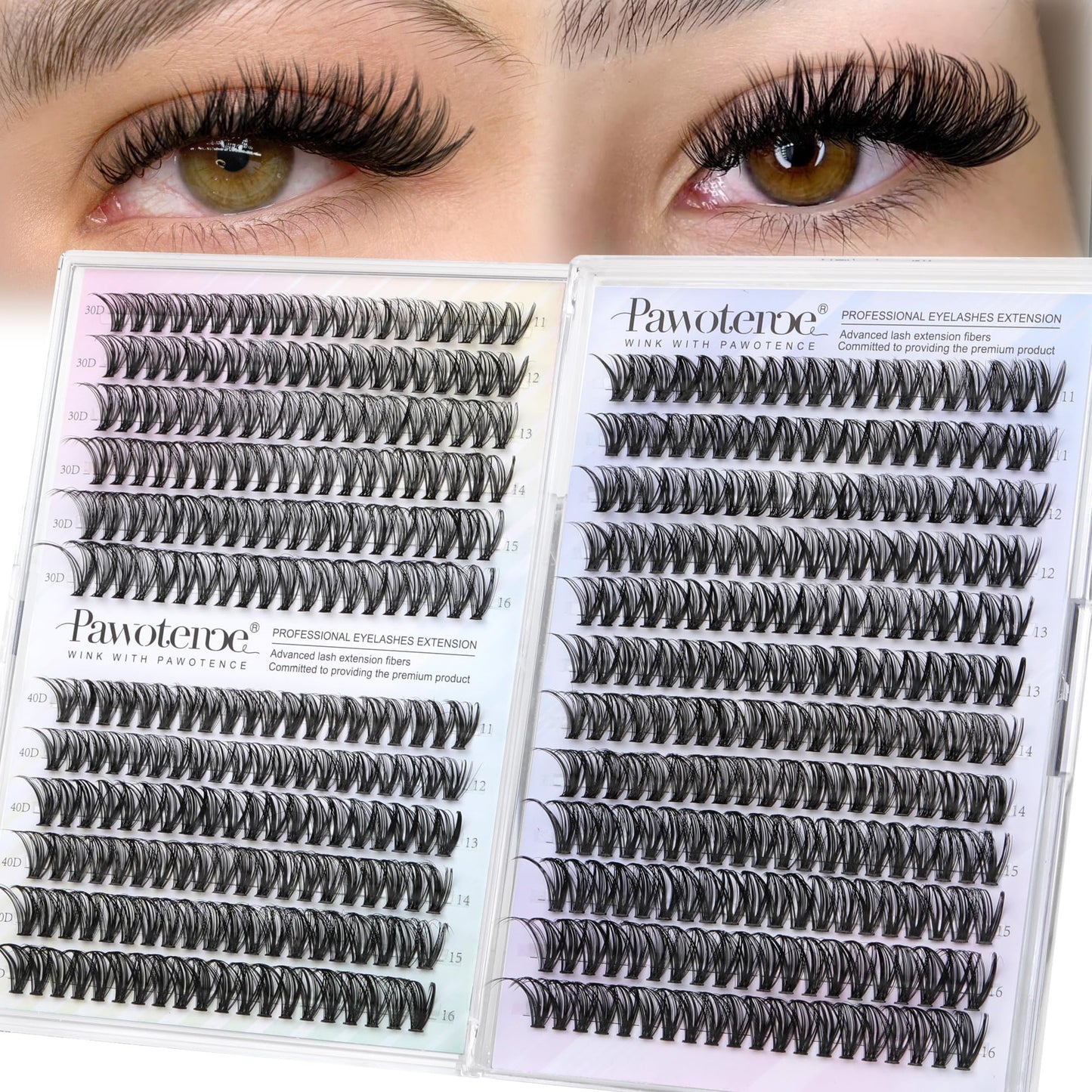 HotPawotence Lash Extension Kit DIY 280pcs Lash Clusters Eyelash Extension Kit, 9-16mm 30D 40D Individual Lashes Kit with Lash Bond and Seal, Lash Tweezers for Self Use (30D&40D, 0.07D, 9-16mm, Kit)