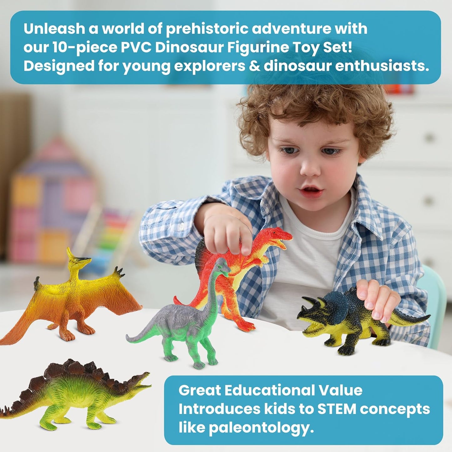 Hot Zippytots Dinosaur Toys for Kids 3-5, 10 PCS Realistic Plastic Dinosaur Figure Toy Set Including T-Rex, Stegosaurus, Spinosaurus, Ideal Gift for Toddle