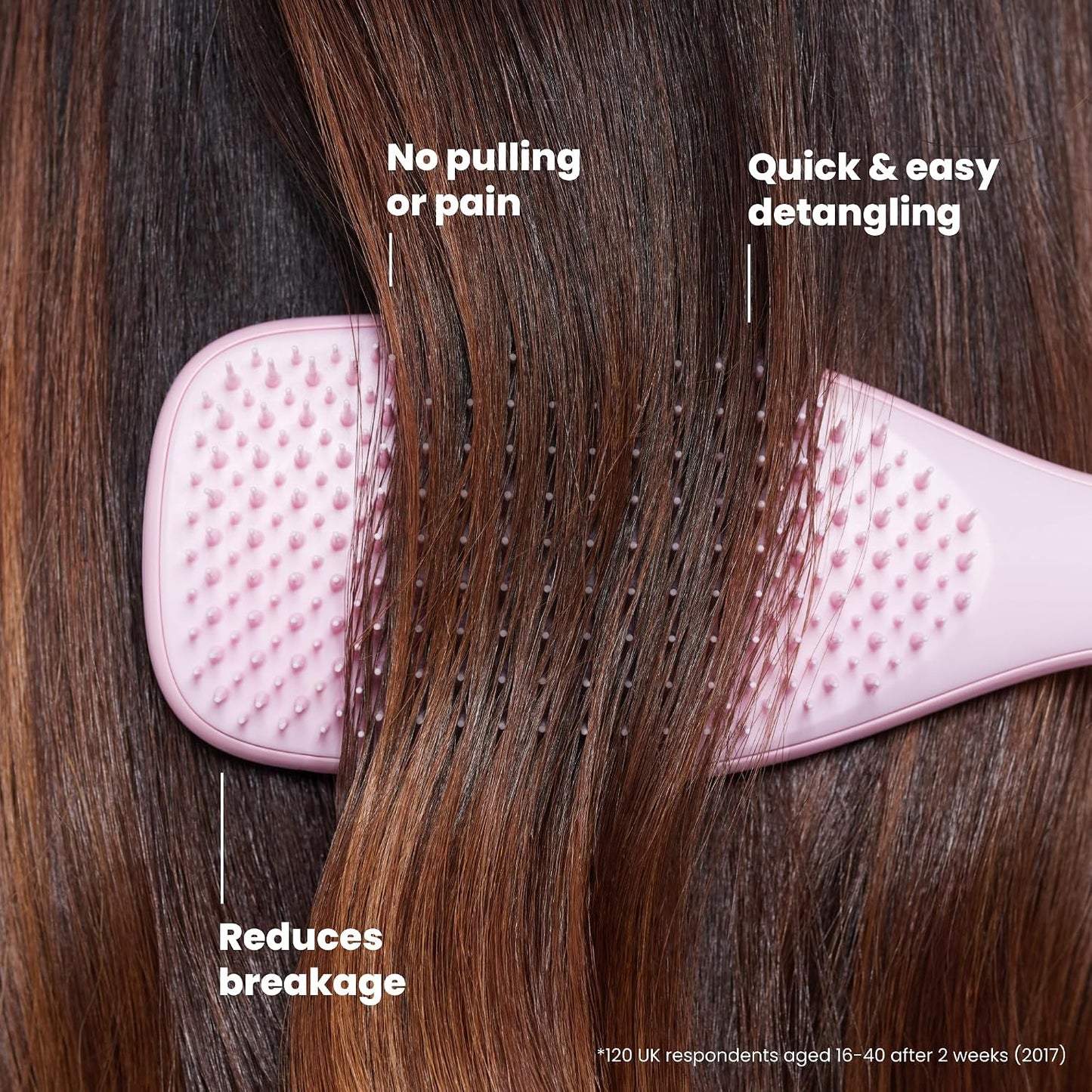 HotTangle Teezer Ultimate Detangler Brush, Straight to Wavy, Millennial Pink | Patented two-tier, regular-flex teeth reduce breakage & split ends on wet or dry hair; Shower-friendly hairbrush for all ages
